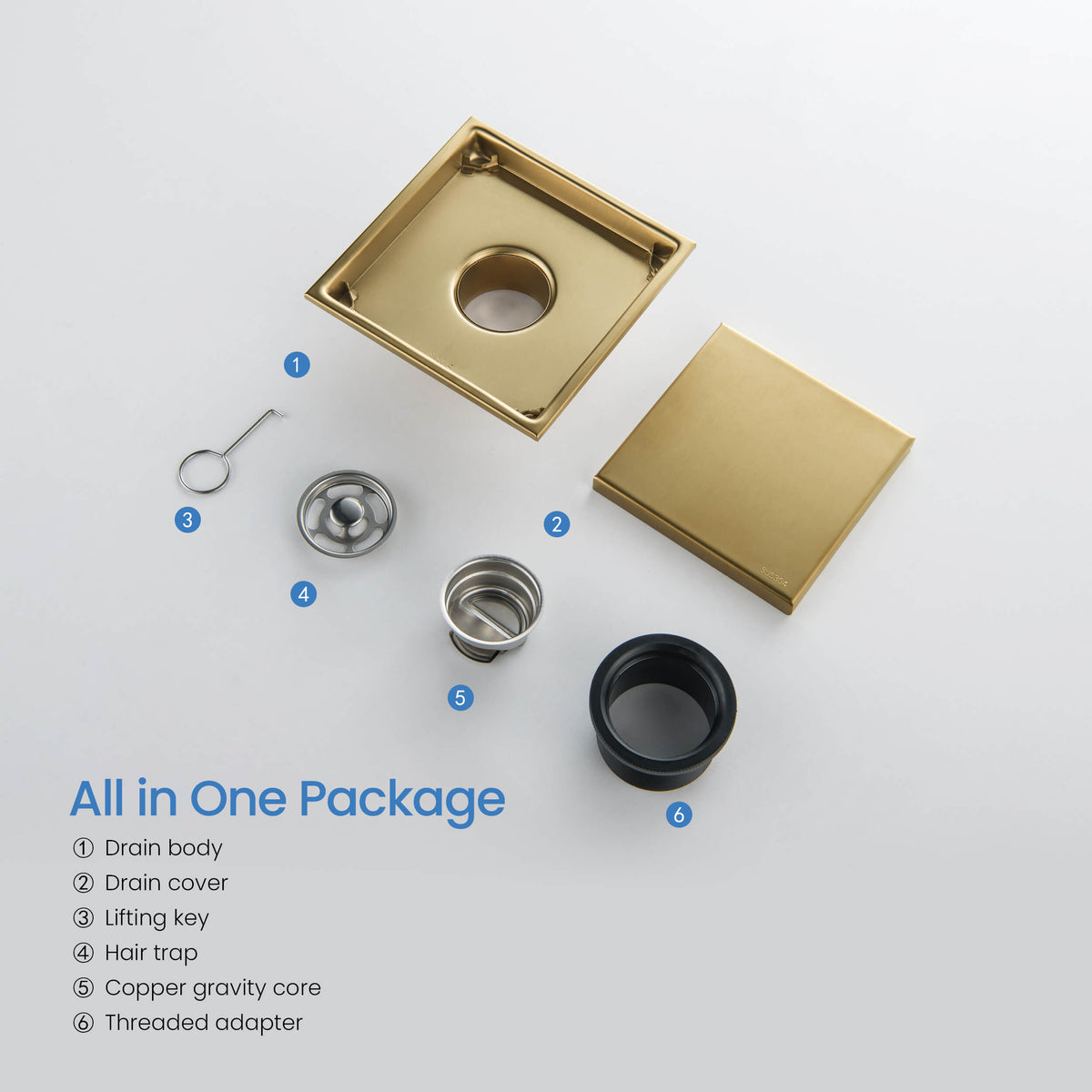 6 inch Square Reversible Tile-In Shower Drain - KFD0601