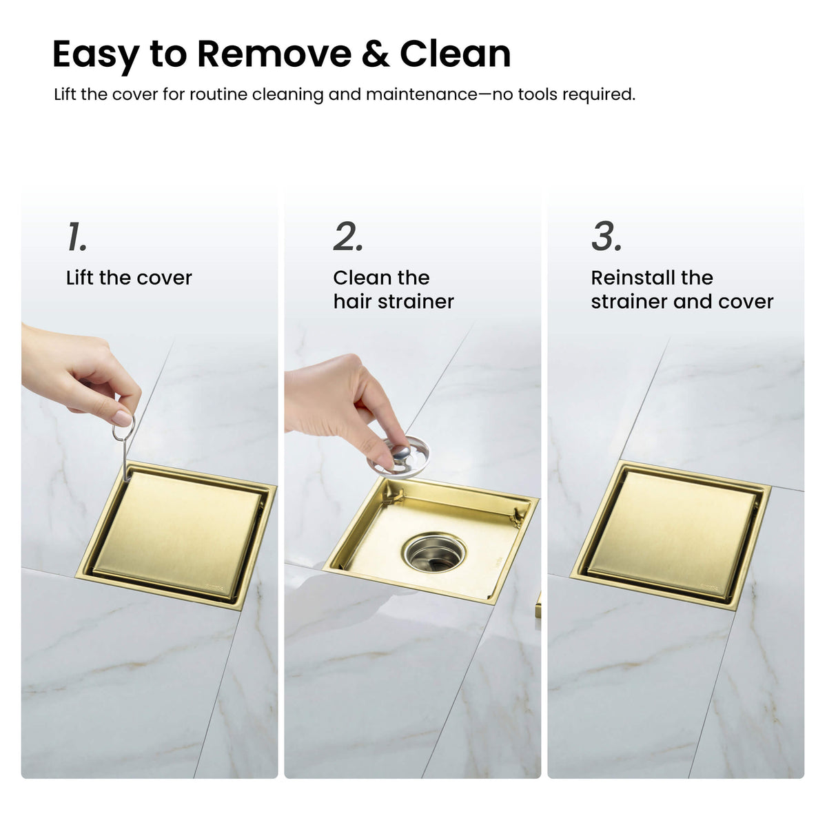 6 inch Square Reversible Tile-In Shower Drain - KFD0601