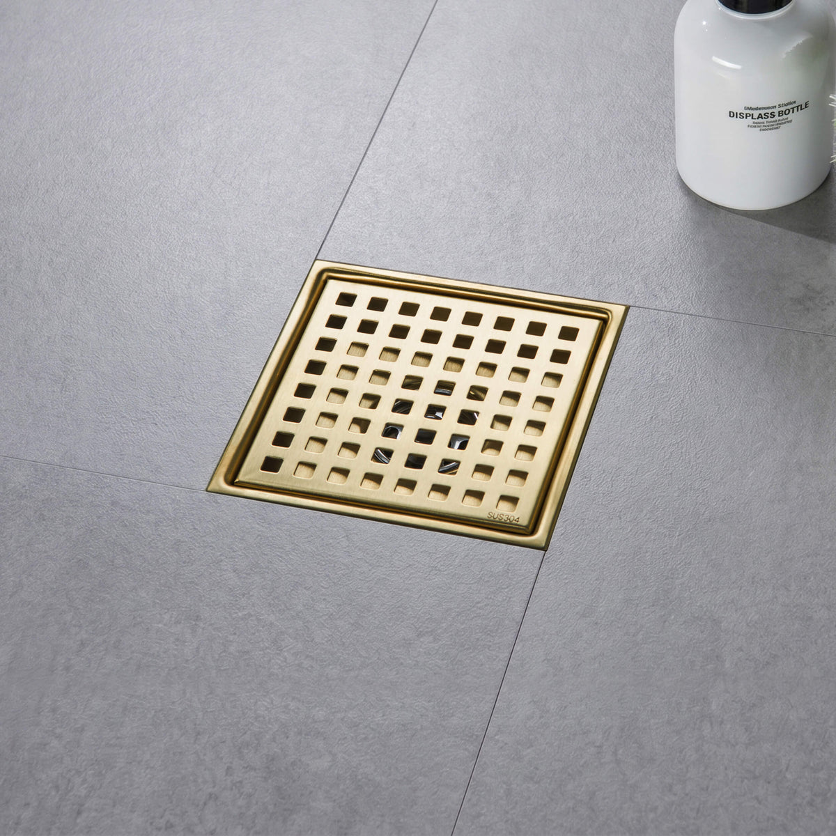 6 inch Square Shower Drain with Square Grid Grate - KFD0602