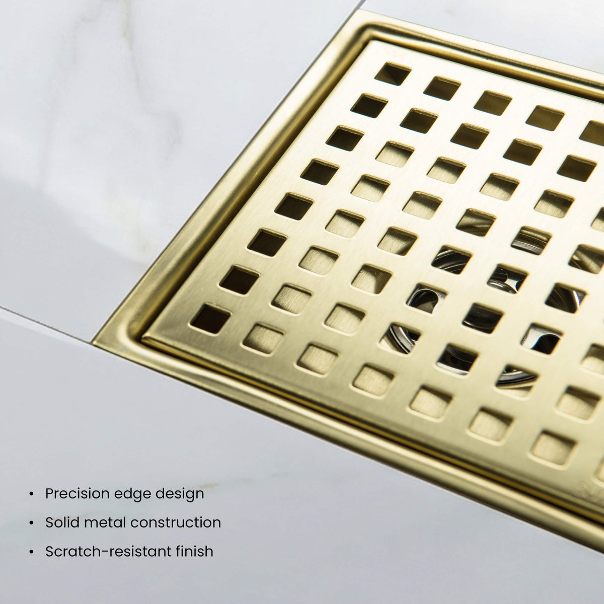 6 inch Square Shower Drain with Square Grid Grate - KFD0602