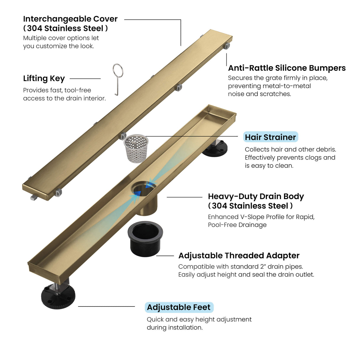 24 inch Tile-in Linear Shower Drain - KFD2401