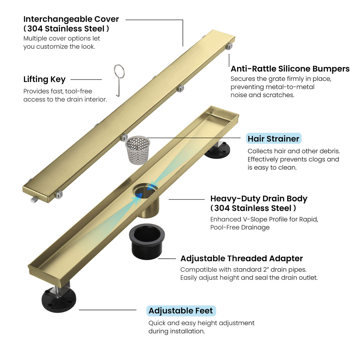 24 inch Tile-in Linear Shower Drain - KFD2401