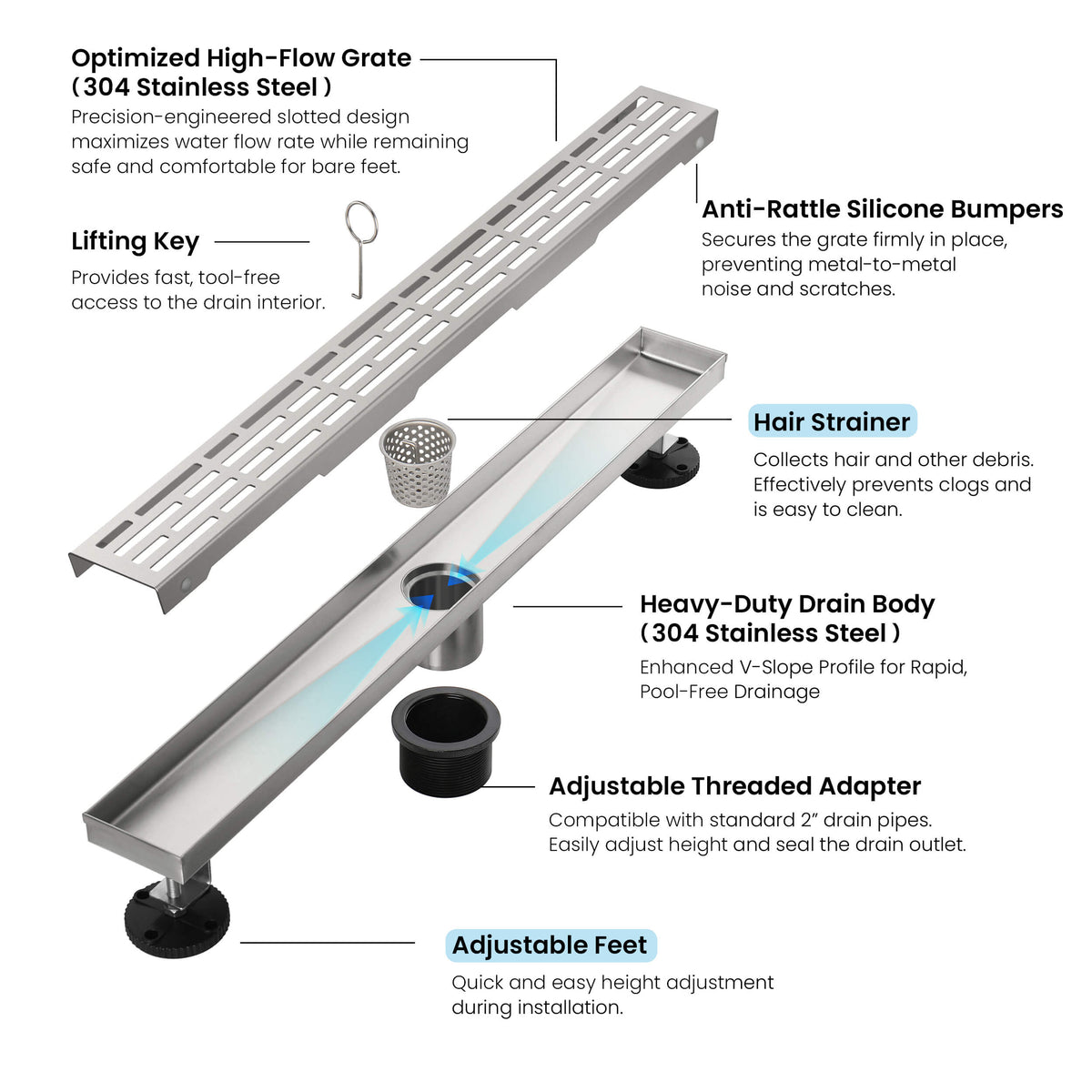 24 inch Linear Shower Drain - KFD2402