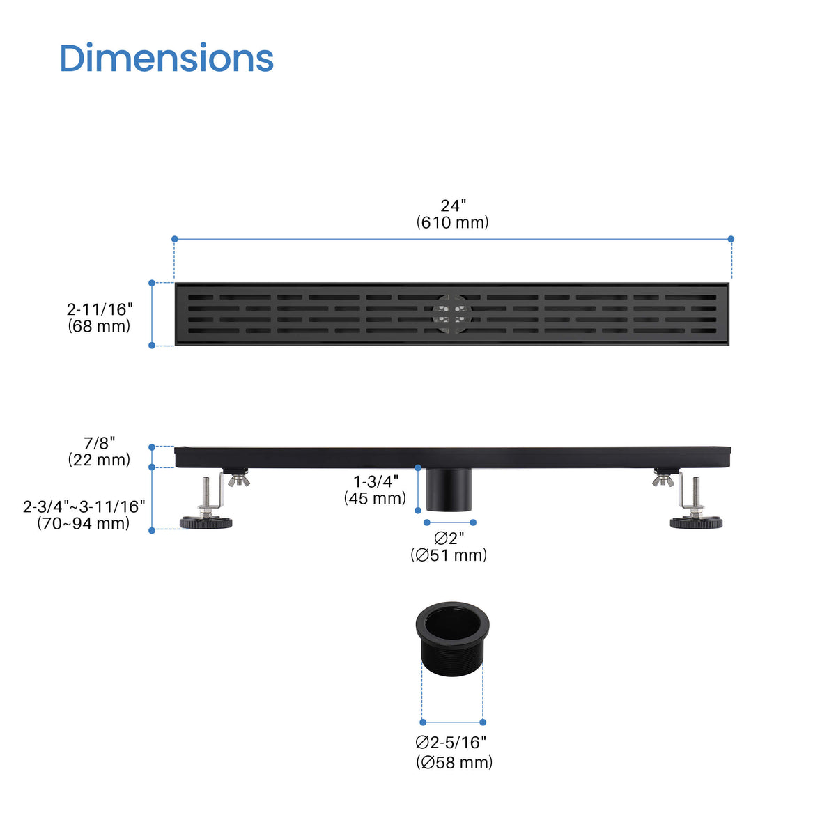 24 inch Linear Shower Drain - KFD2402