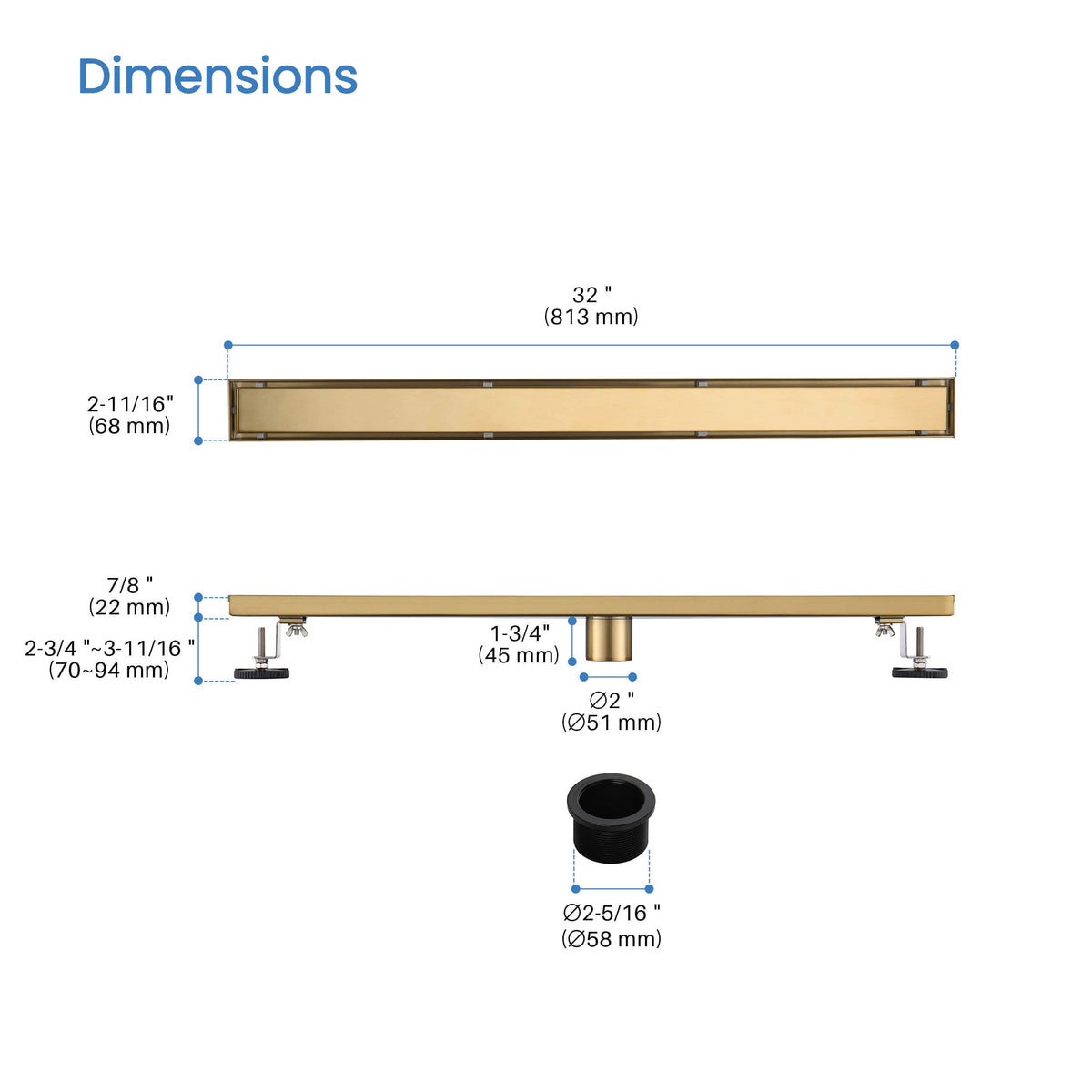 32 inch Tile-in Linear Shower Drain - KFD3201