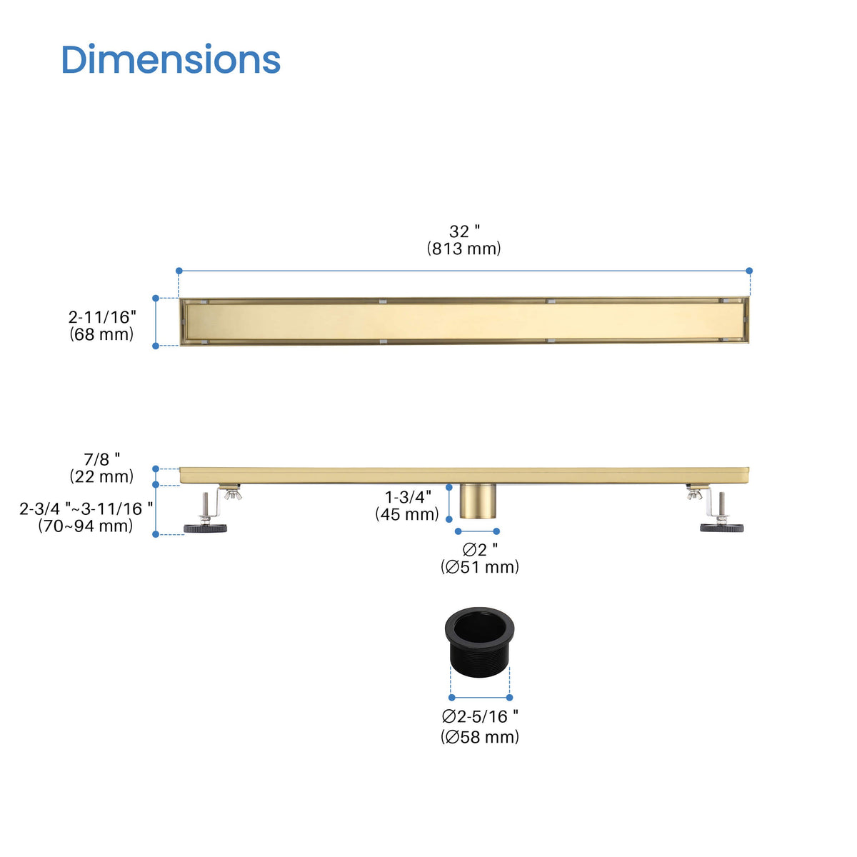 32 inch Tile-in Linear Shower Drain - KFD3201