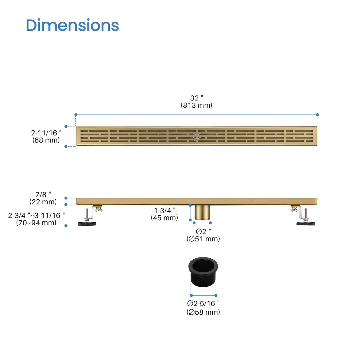 32 inch Linear Shower Drain - KFD3202