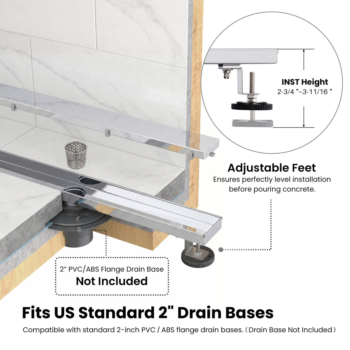 36 inch Tile-in Linear Shower Drain - KFD3601