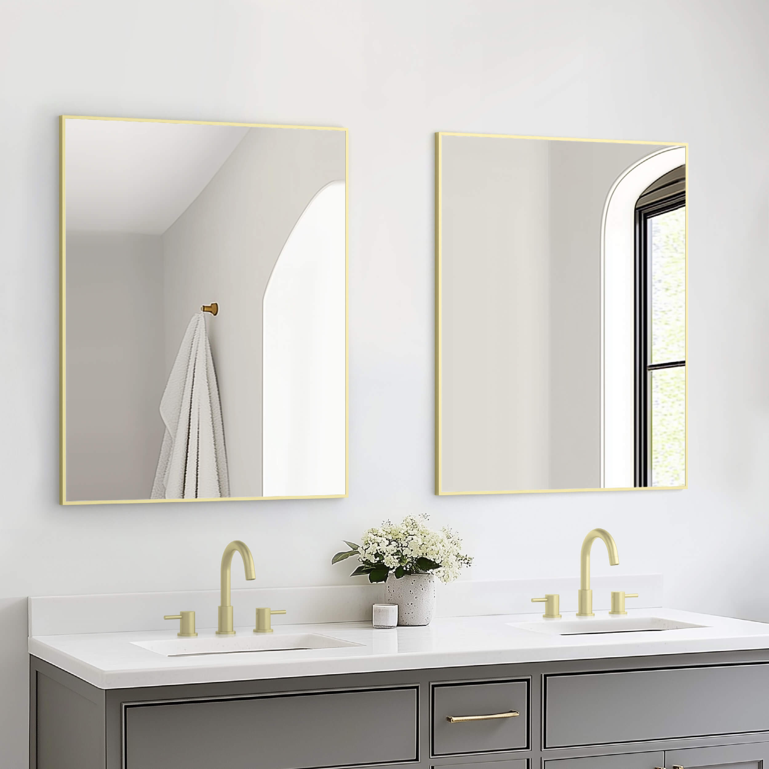 30" x 36" Shatterproof Wall Mount Metal Frame Mirror - FM1-3036