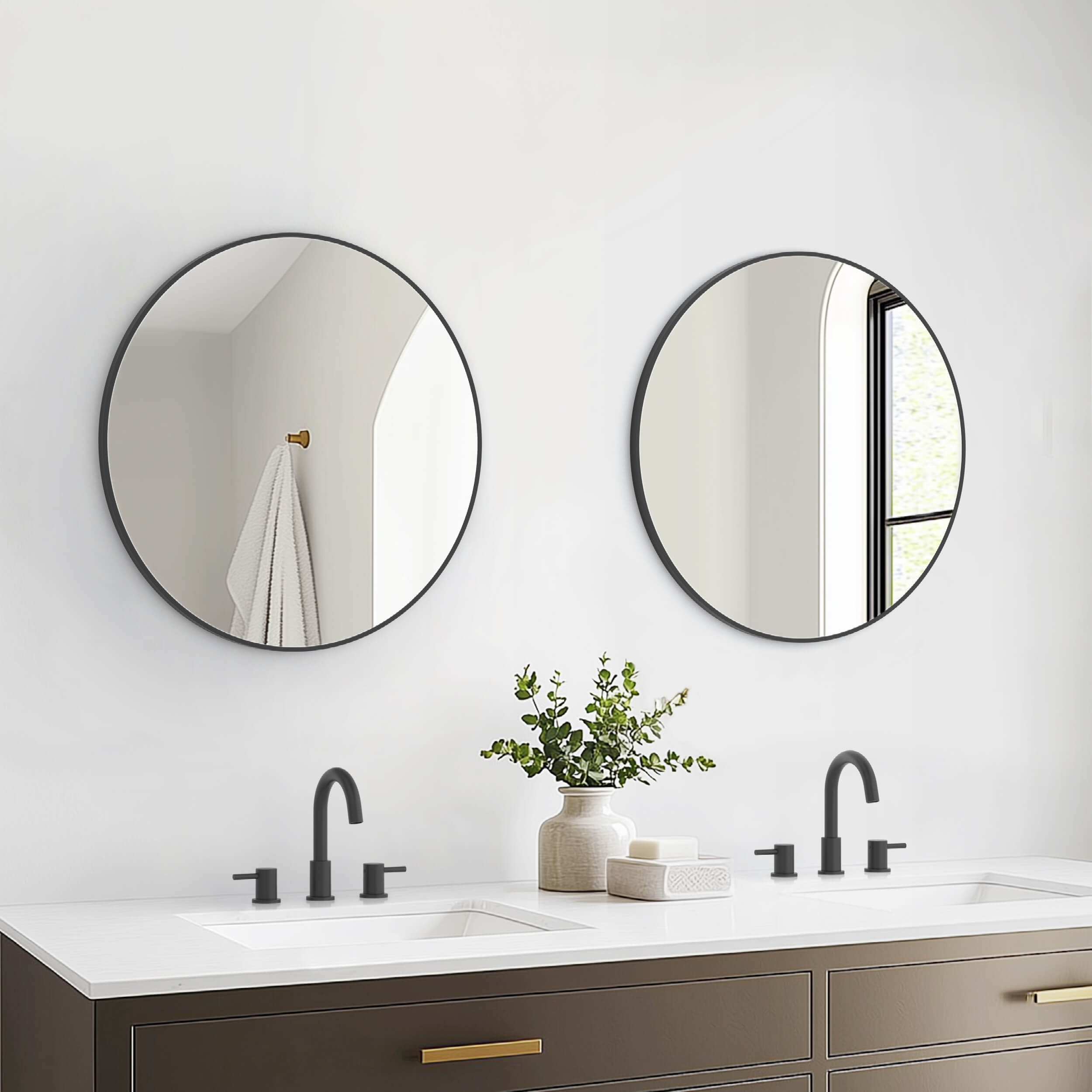 28" Shatterproof Wall Mount Metal Frame Mirror - FM3-R28