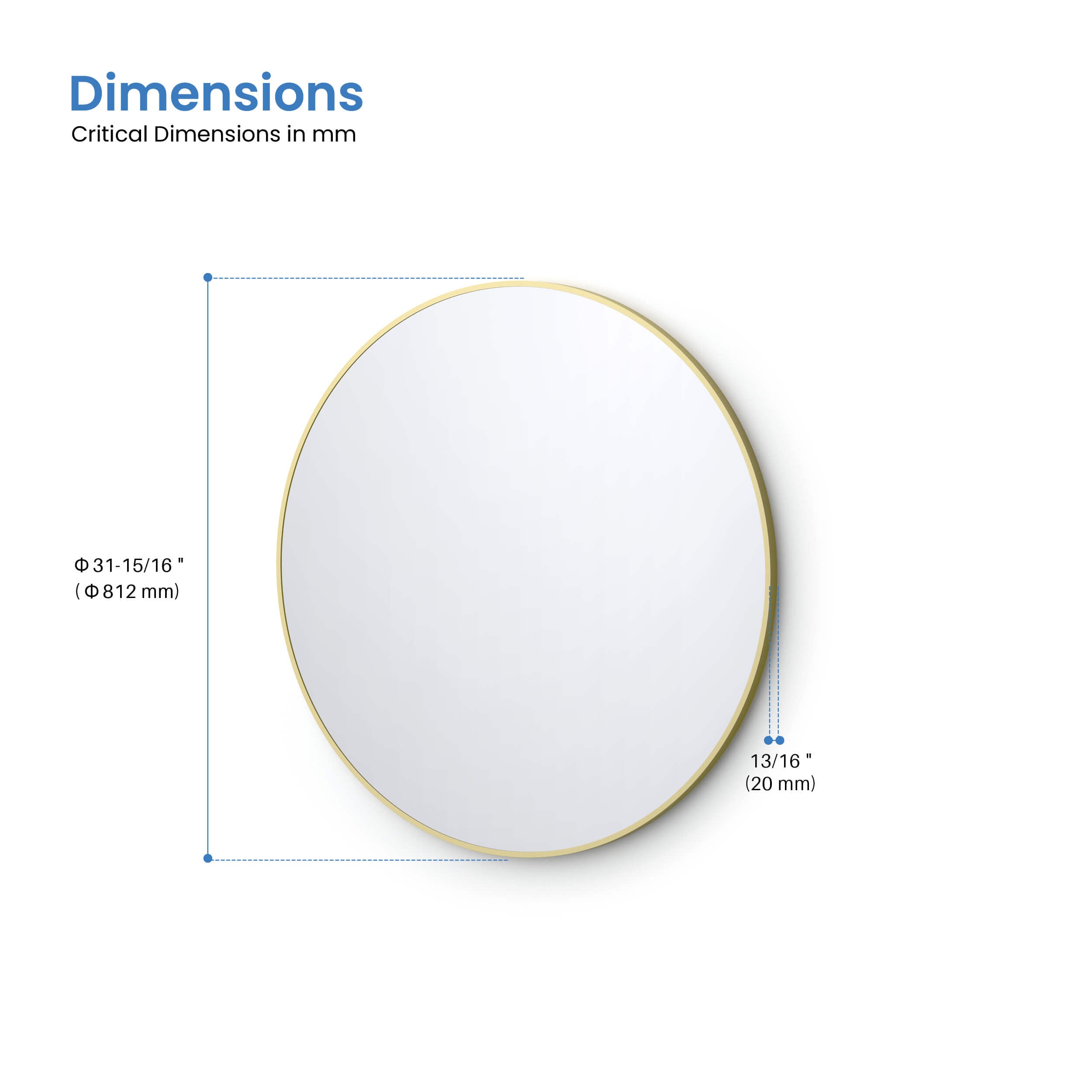 32" Shatterproof Wall Mount Metal Frame Mirror - FM3-R32