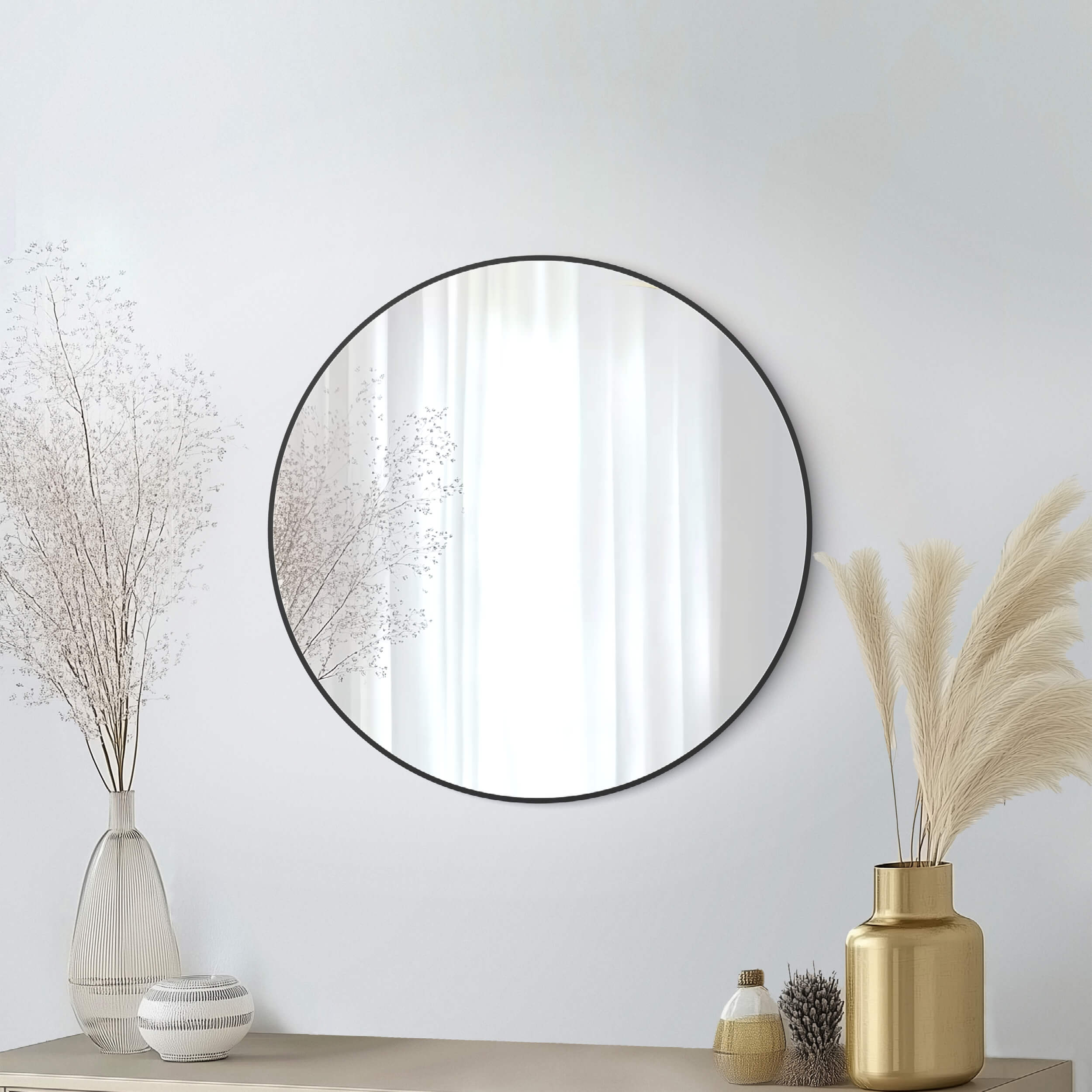 32" Shatterproof Wall Mount Metal Frame Mirror - FM3-R32