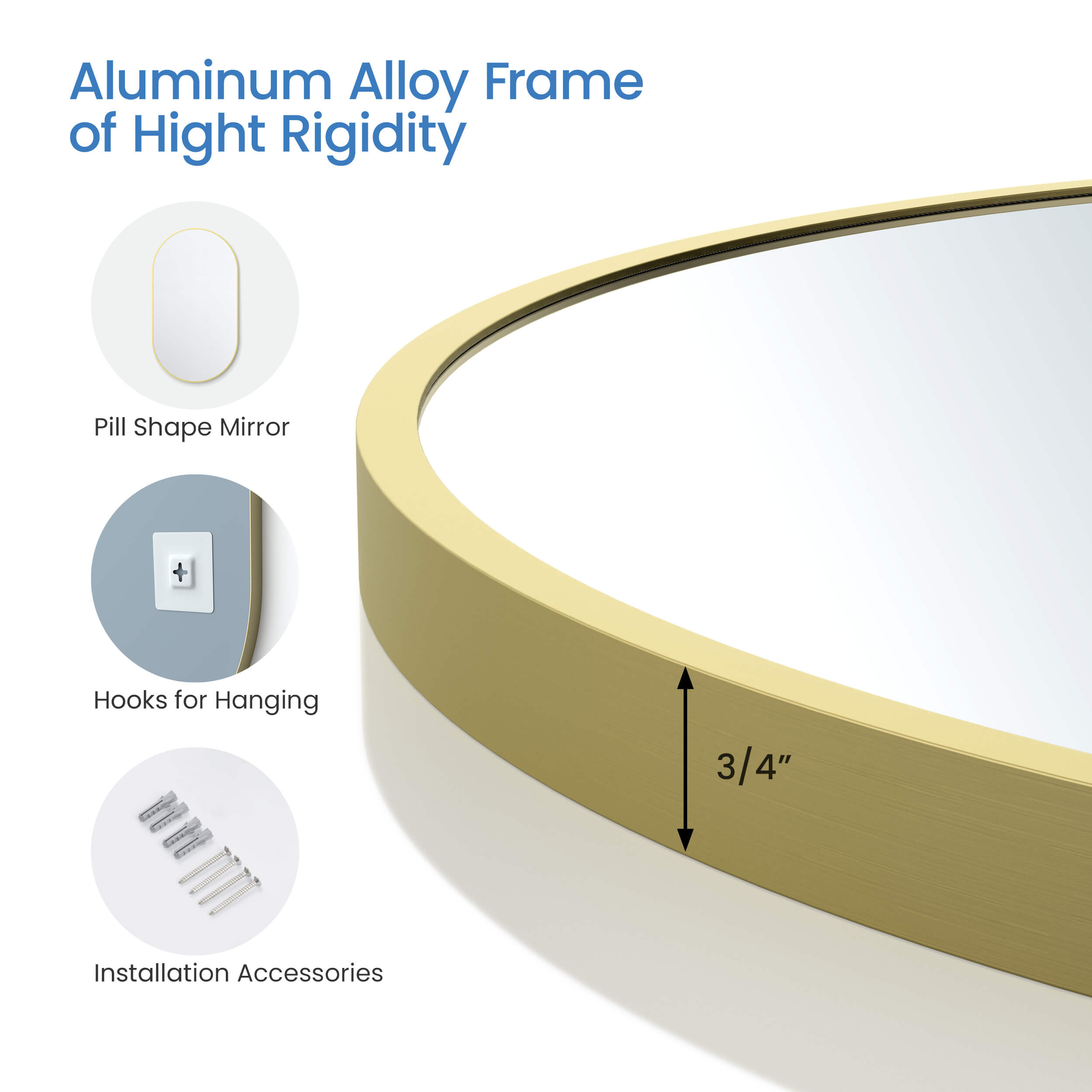 20" x 36" Shatterproof Wall Mount Metal Frame Mirror - FM4-2036