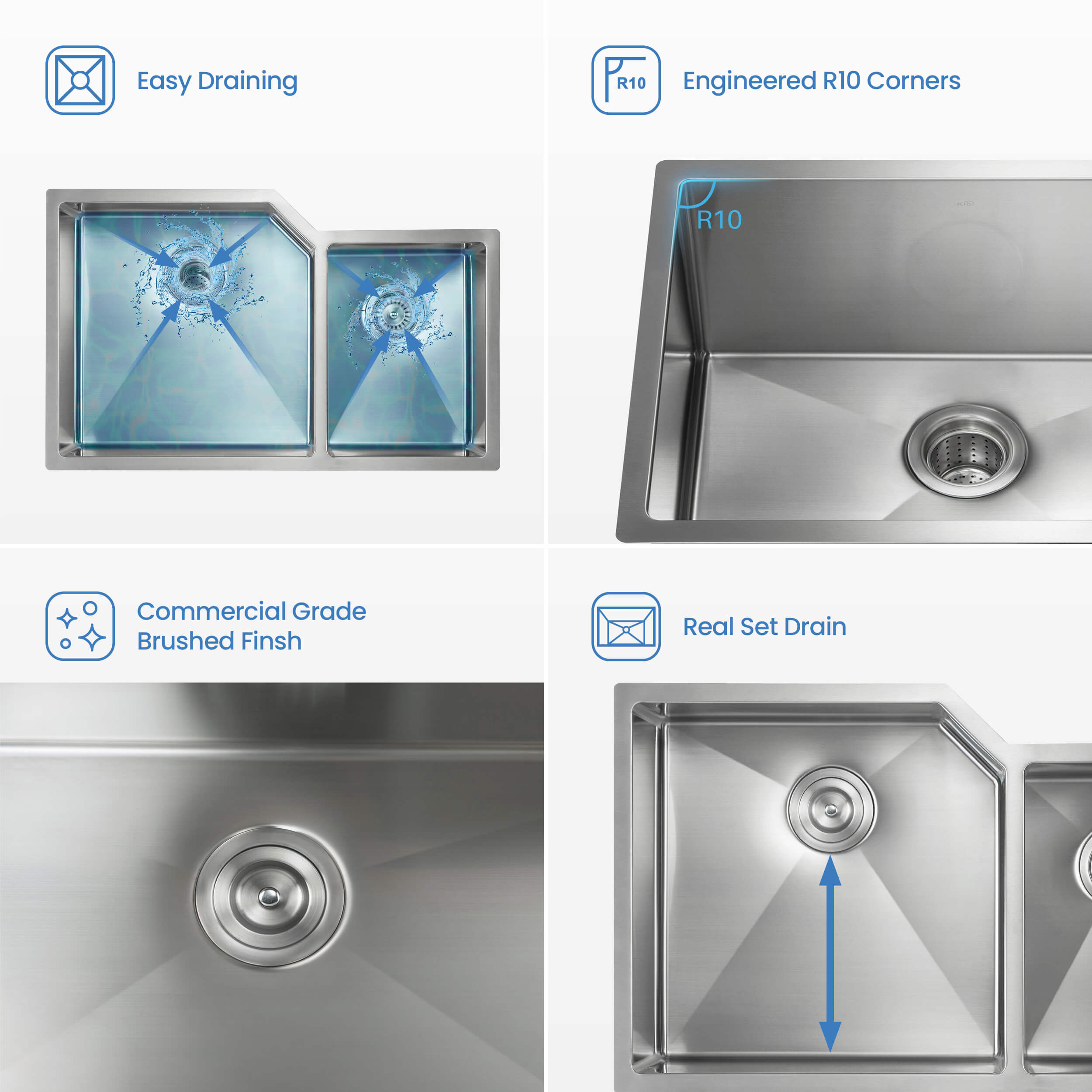 32″ Handcrafted Undermount Double Bowl Stainless Steel Kitchen Sink – K1-D32