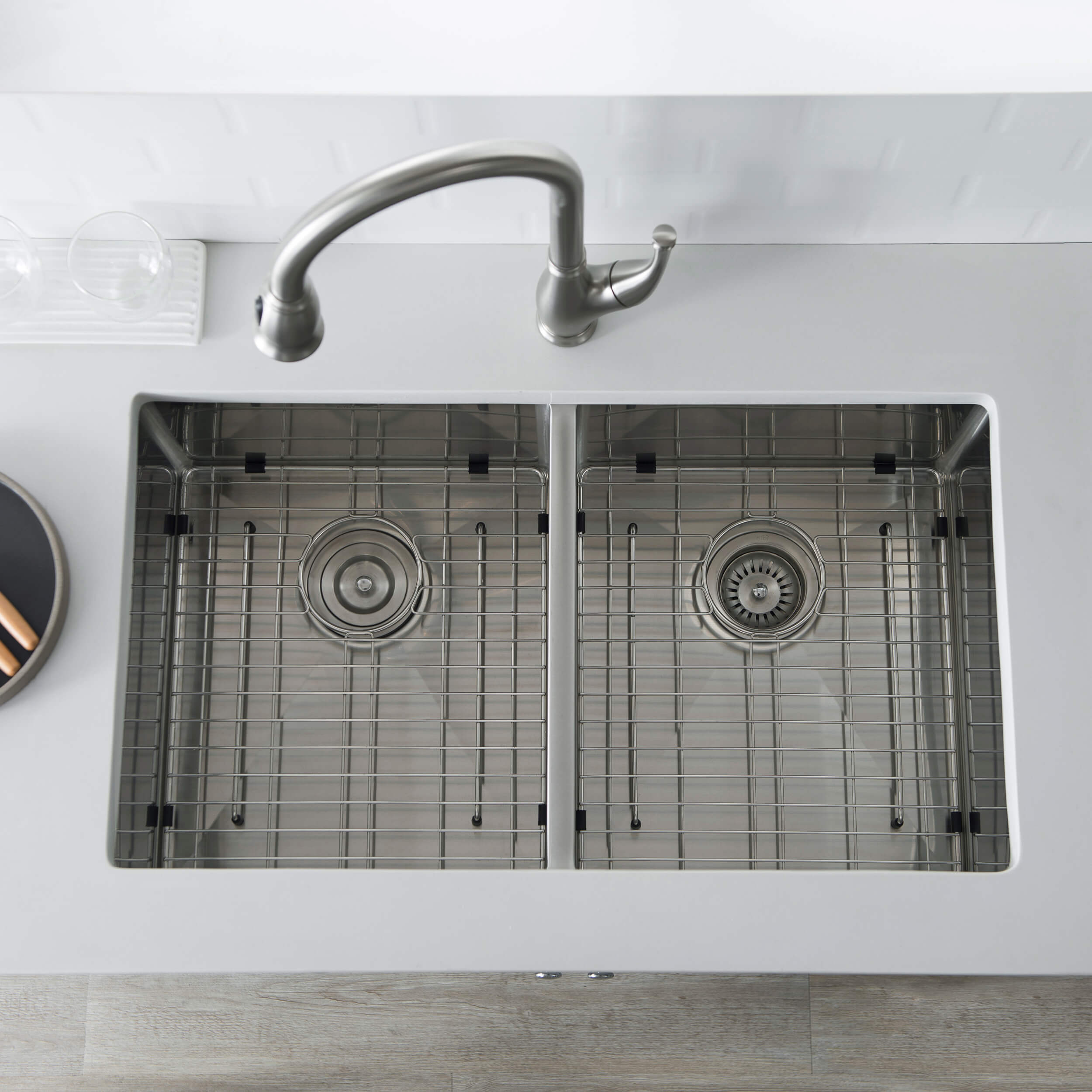 32 3/4″ Handcrafted Undermount Double Bowl Stainless Steel Kitchen Sink – K1-D33-EQ