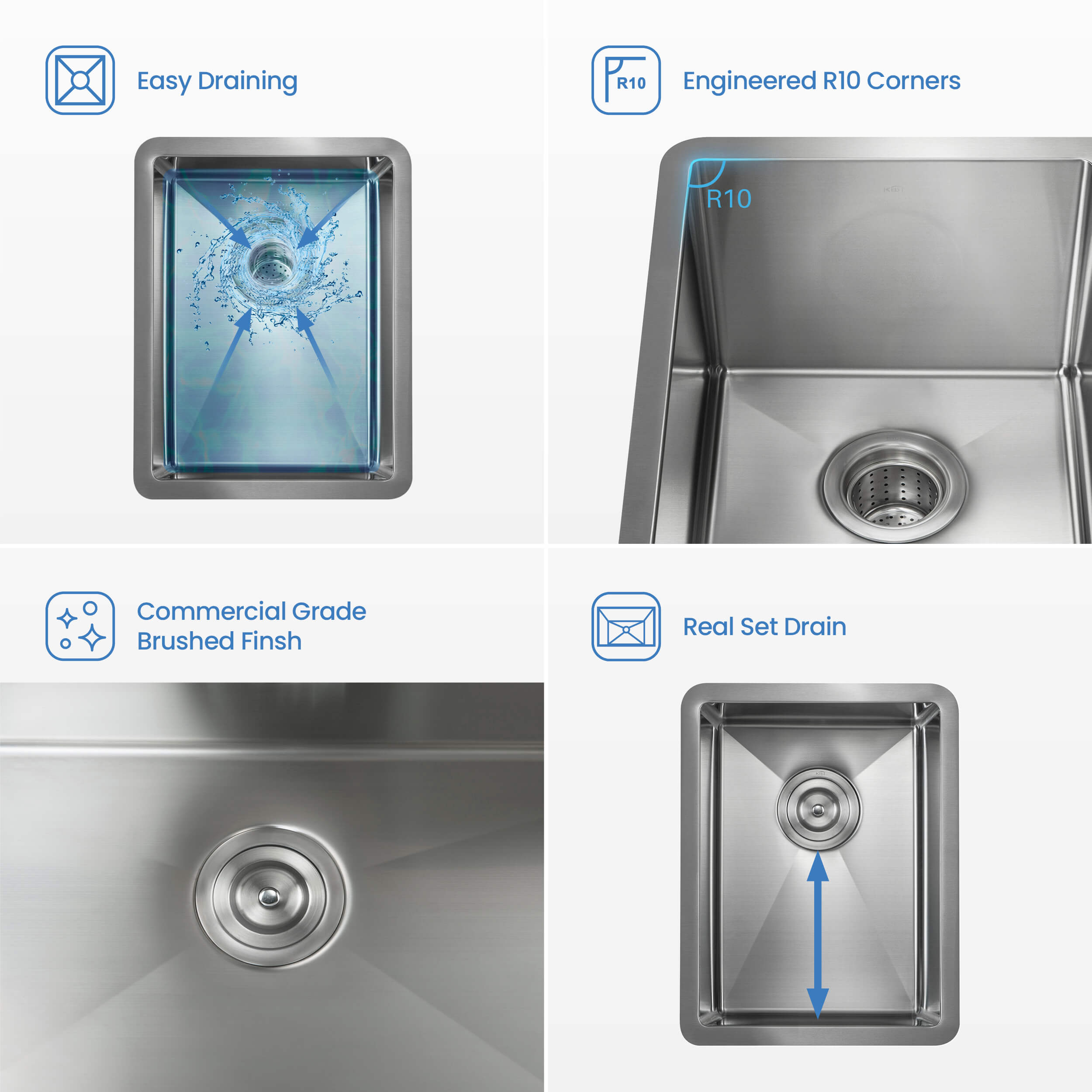 14″ Handcrafted Undermount Single Bowl 16 gauge Stainless Steel Kitchen Sink – K1-S14