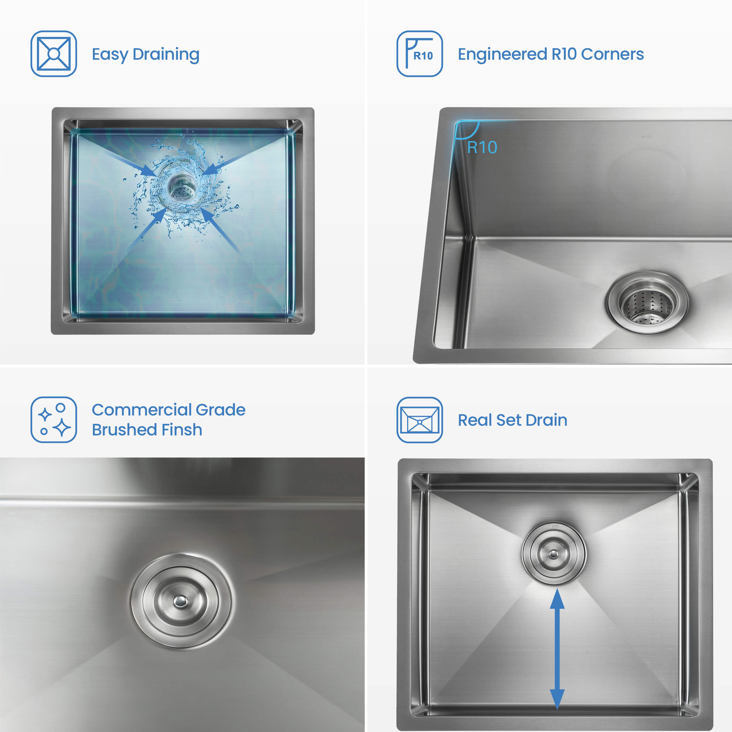 21″ Handcrafted Undermount Single Bowl 16 gauge Stainless Steel Kitchen Sink – K1-S21