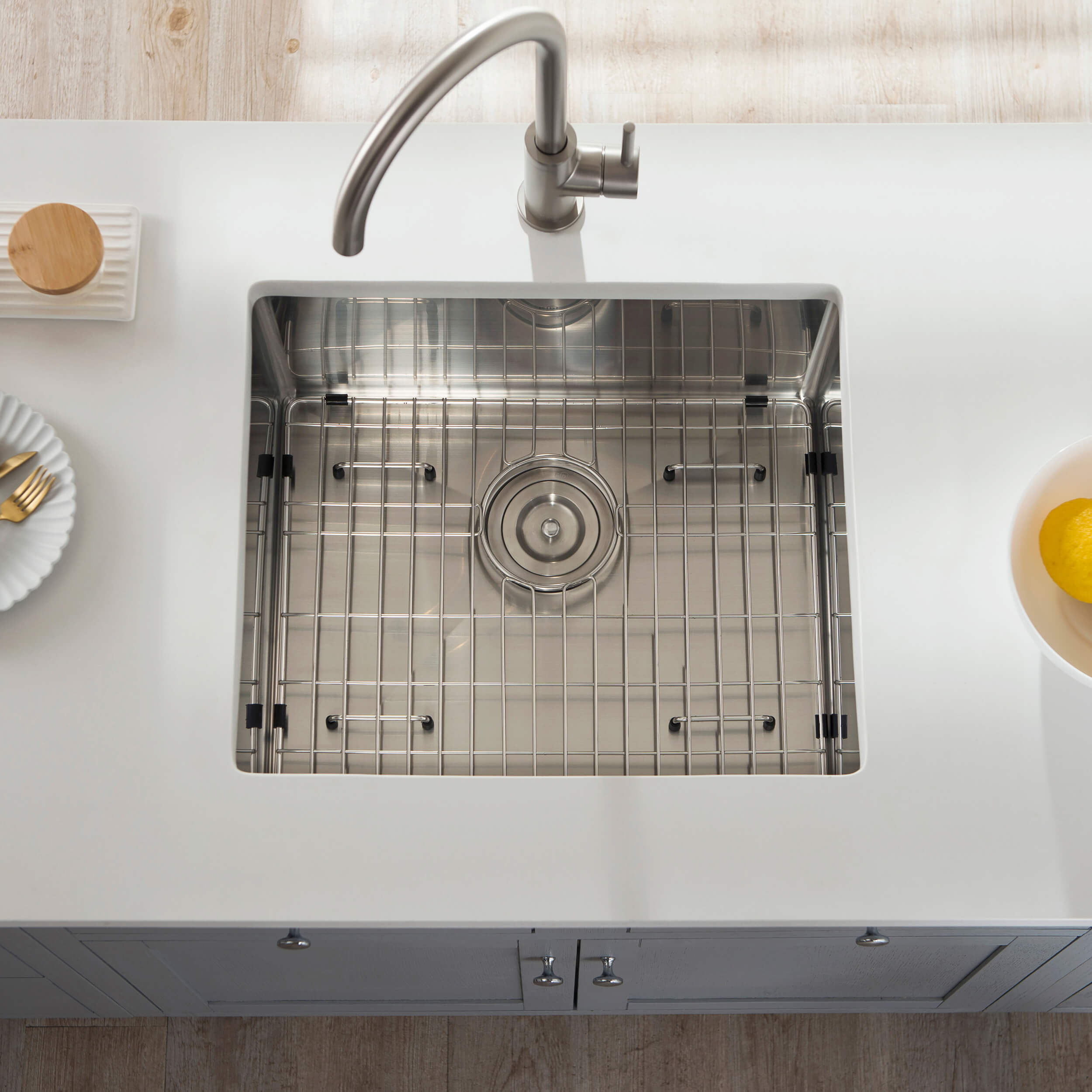 21″ Handcrafted Undermount Single Bowl 16 gauge Stainless Steel Kitchen Sink – K1-S21