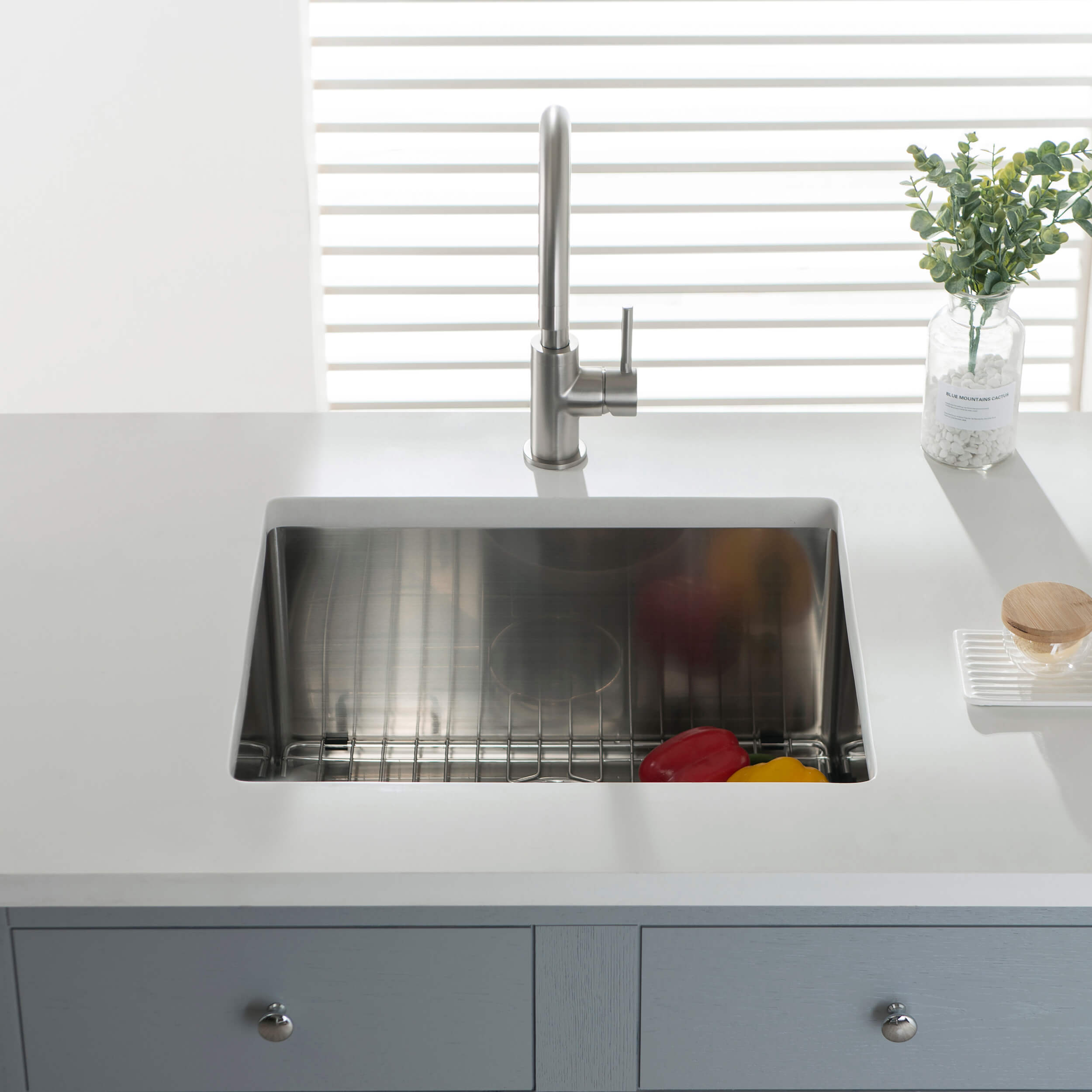 21″ Handcrafted Undermount Single Bowl 16 gauge Stainless Steel Kitchen Sink – K1-S21