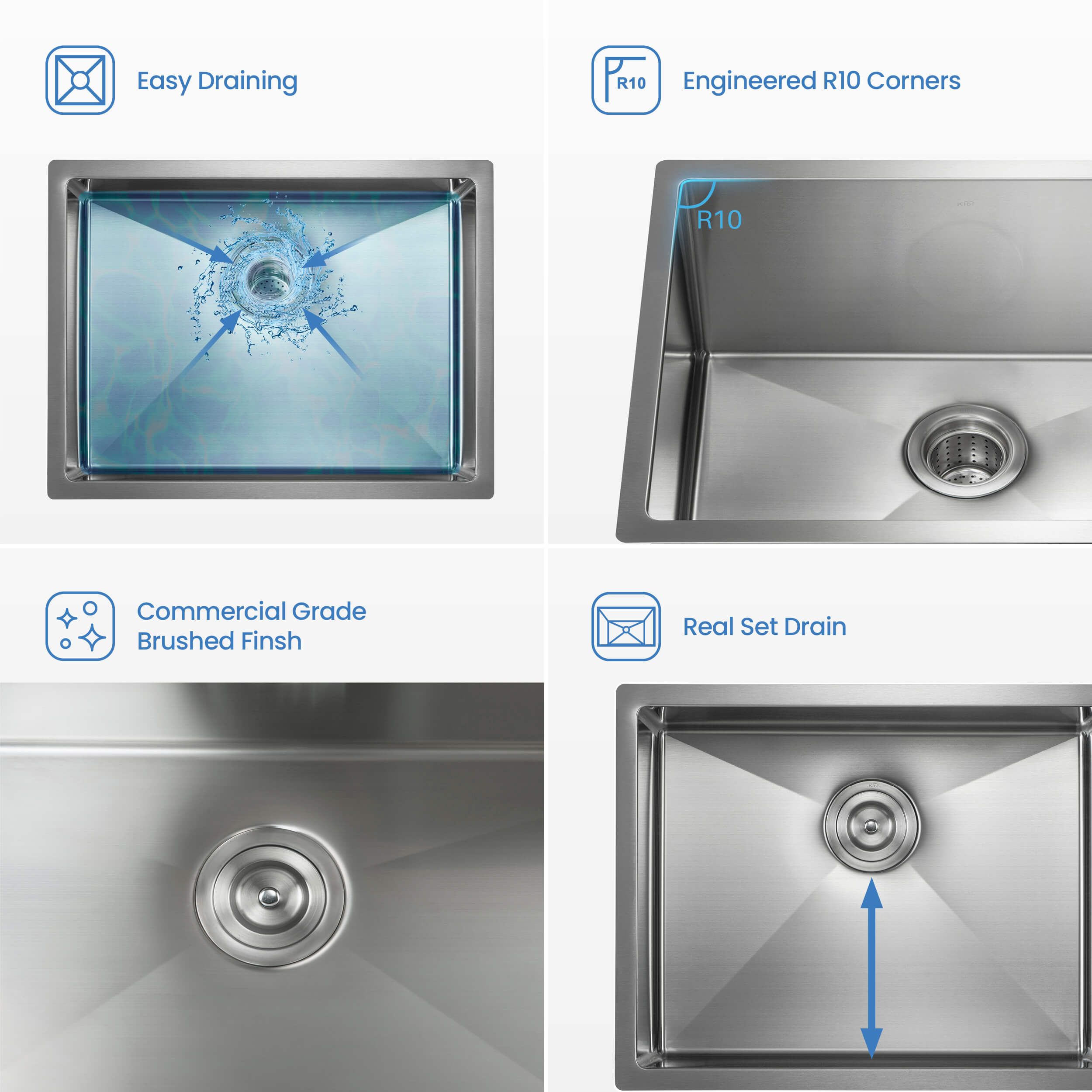 26″ Handcrafted Undermount Single Bowl 16 gauge Stainless Steel Kitchen Sink – K1-S26
