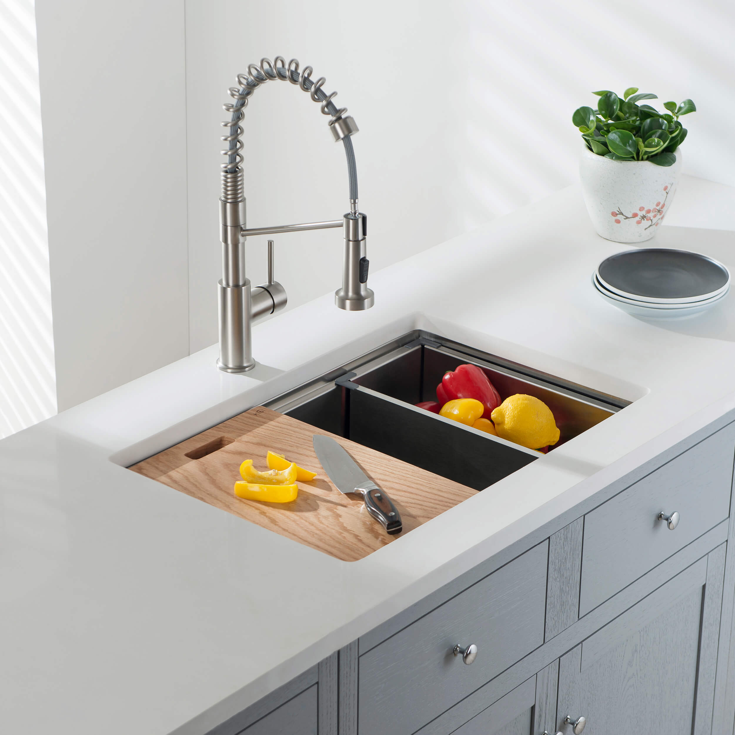 28″ Undermount Single Bowl Stainless Steel Workstation Sink – K1-S28T