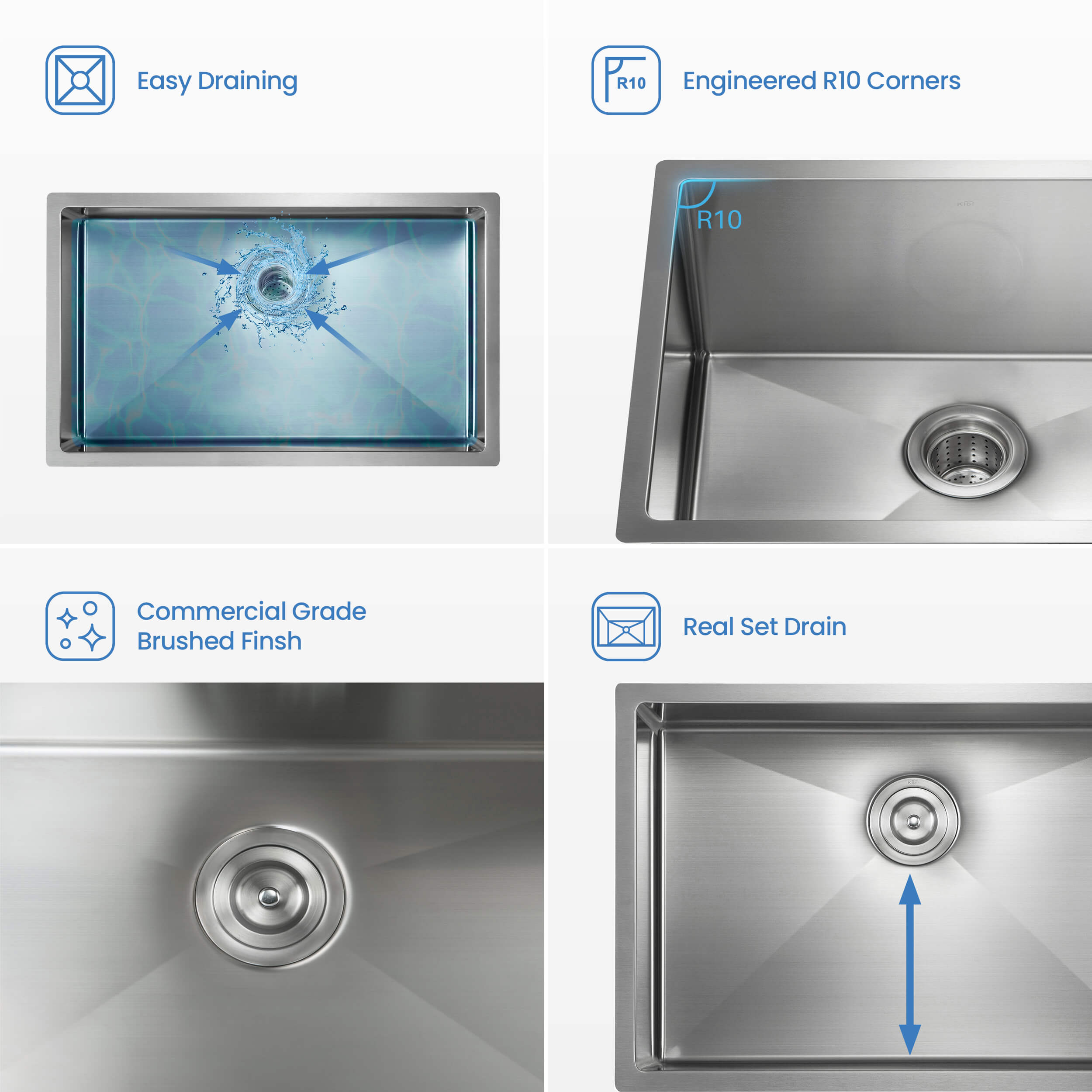 32 3/4″ Handcrafted Undermount Single Bowl 16 gauge Stainless Steel Kitchen Sink – K1-S33