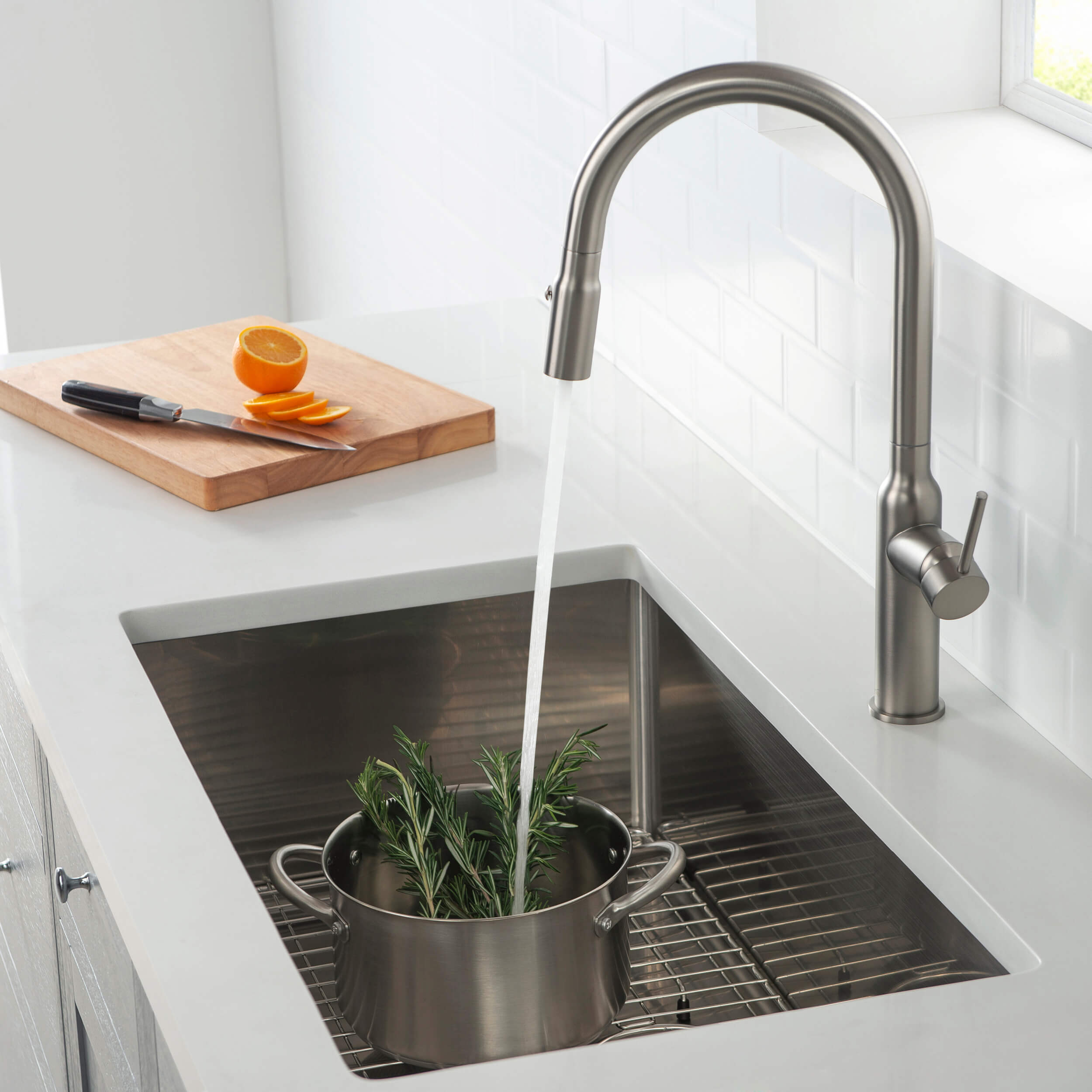 32 3/4″ Handcrafted Undermount Single Bowl 16 gauge Stainless Steel Kitchen Sink – K1-S33