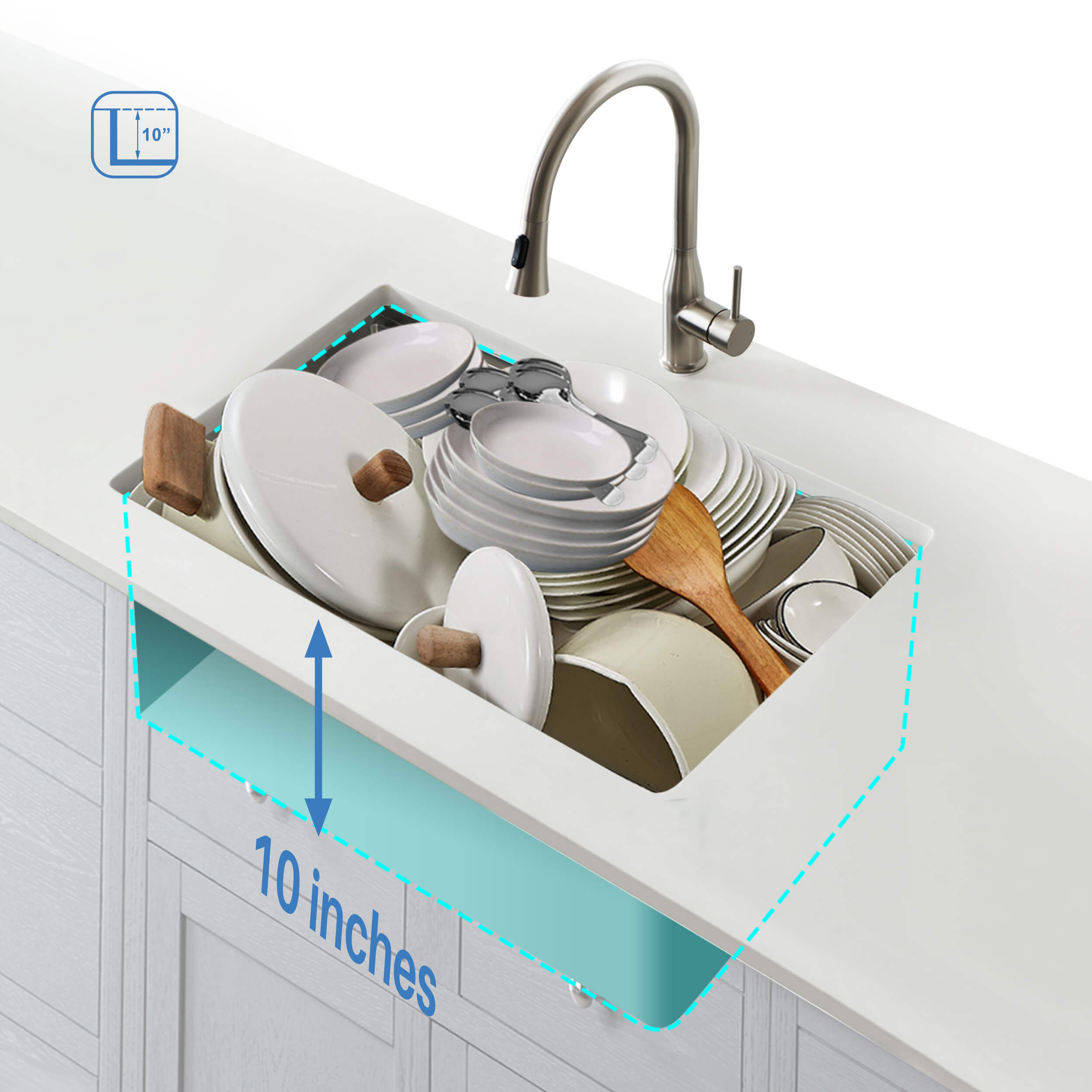 33″ Undermount Single Bowl Stainless Steel Workstation Sink – K1-S33T