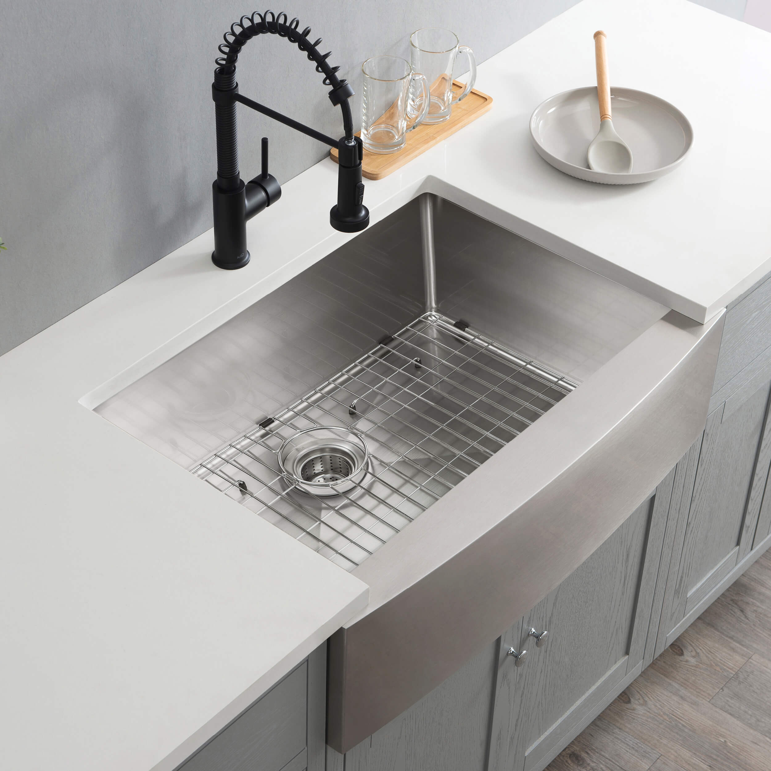 30″ Handcrafted Farmhouse Apron Single Bowl Stainless Steel Kitchen Sink – K1-SF30