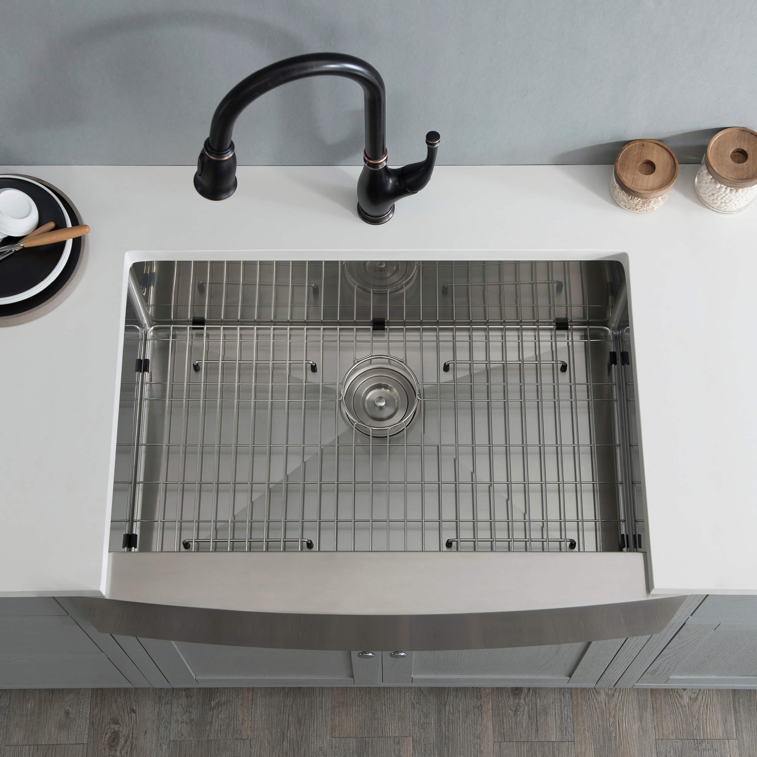 33″ Handcrafted Farmhouse Apron Single Bowl Stainless Steel Kitchen Sink – K1-SF33
