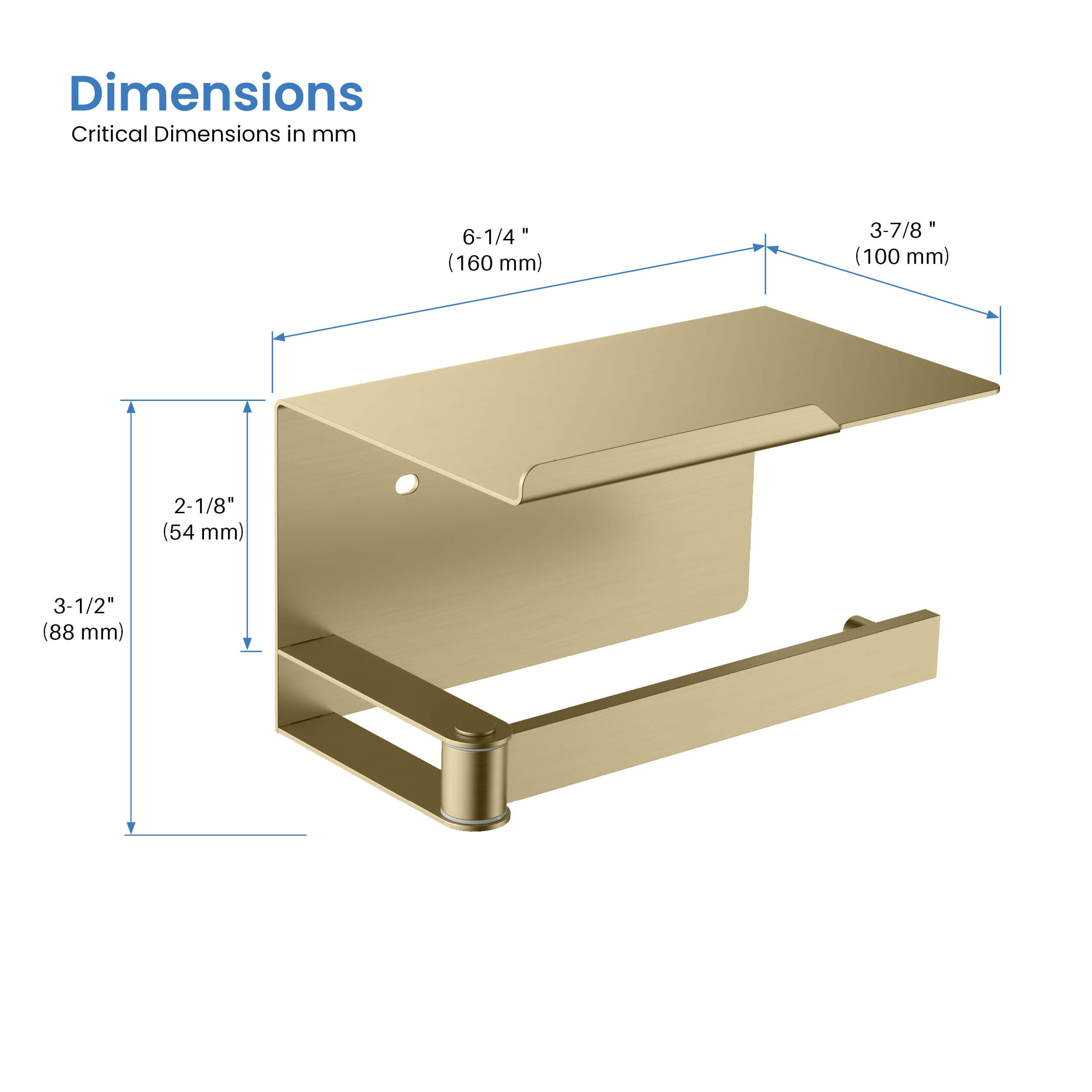 Bathroom Hardware Accessory Wall Mounted Tissue Holder includes Shelf KBA1209