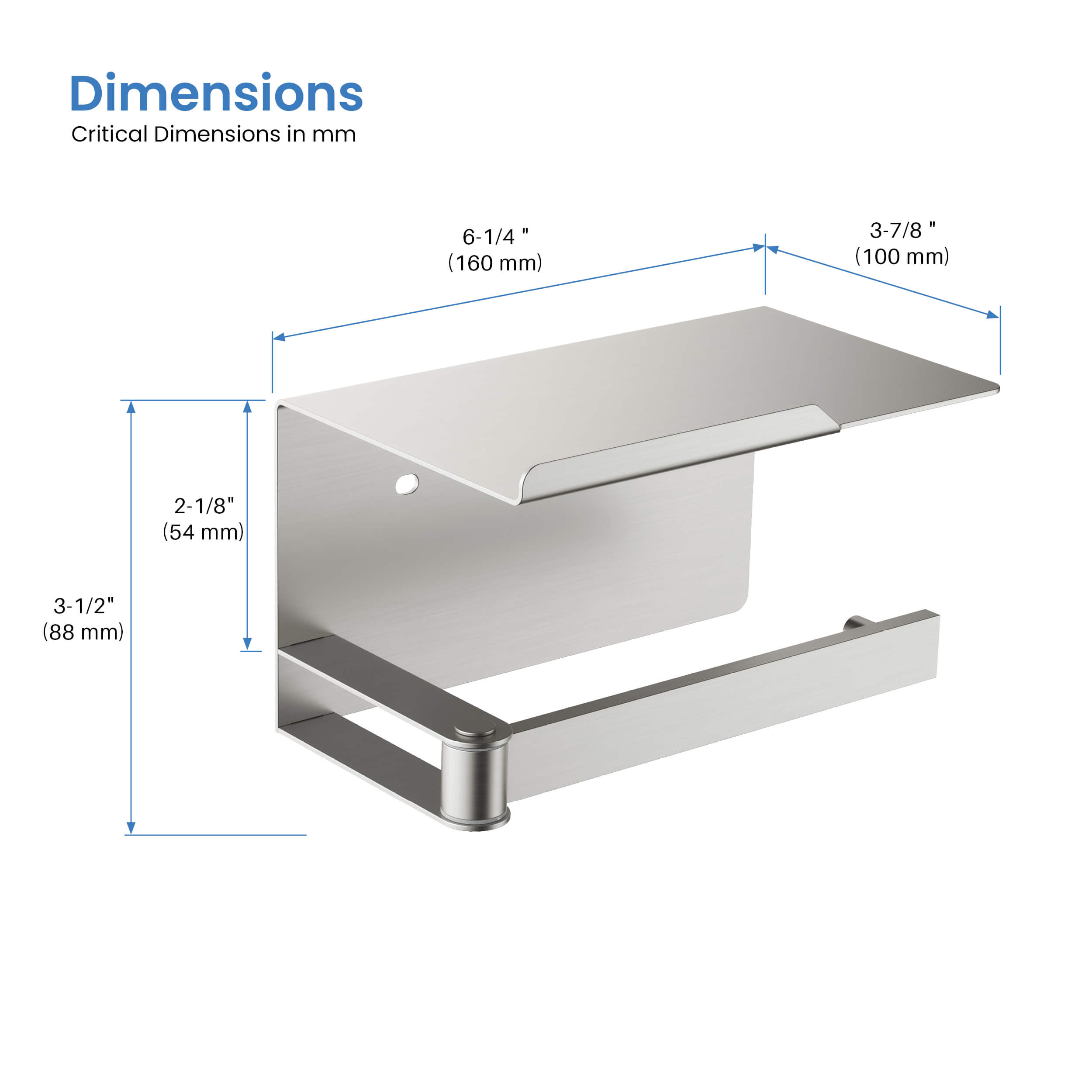 Bathroom Hardware Accessory Wall Mounted Tissue Holder includes Shelf KBA1209