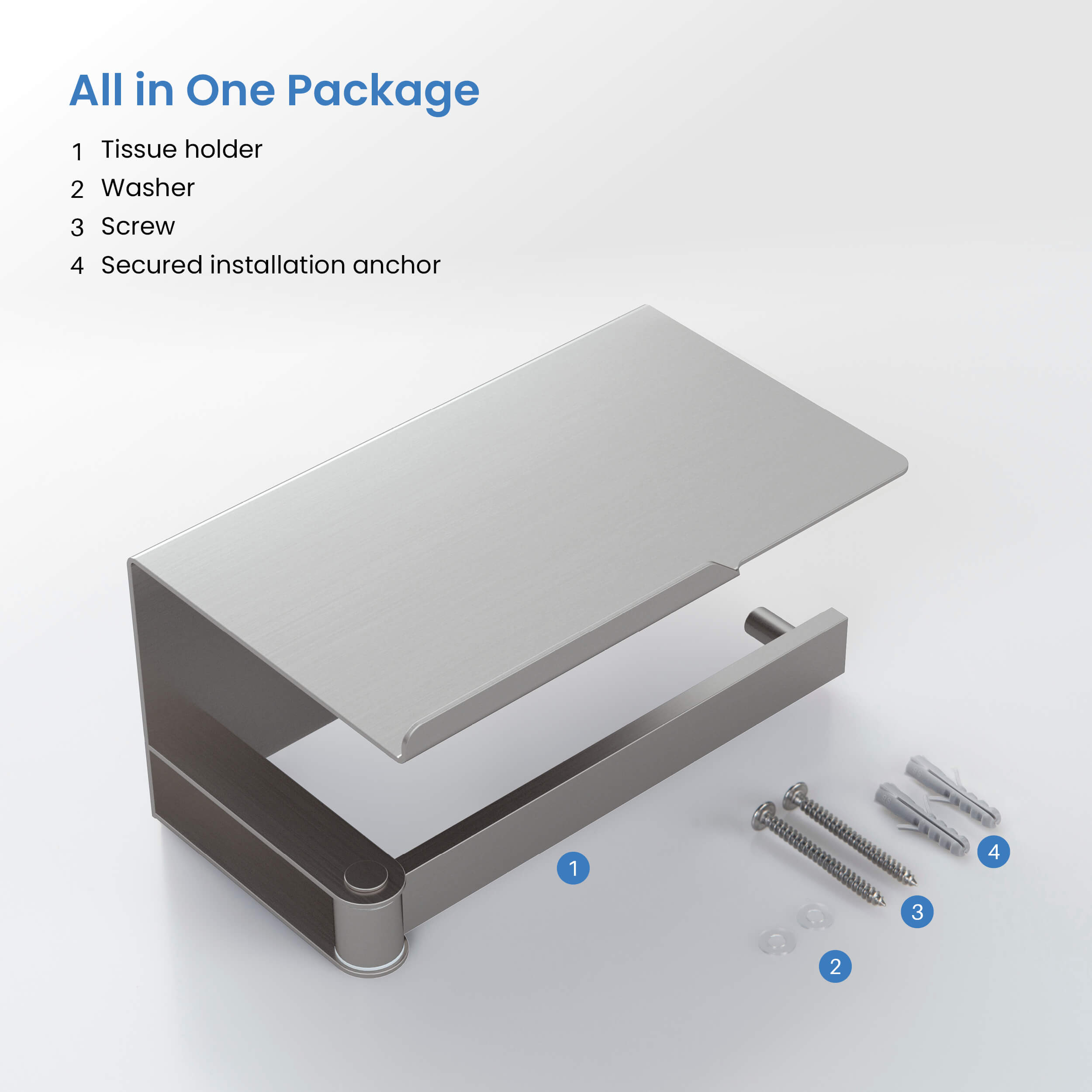 Bathroom Hardware Accessory Wall Mounted Tissue Holder includes Shelf KBA1209