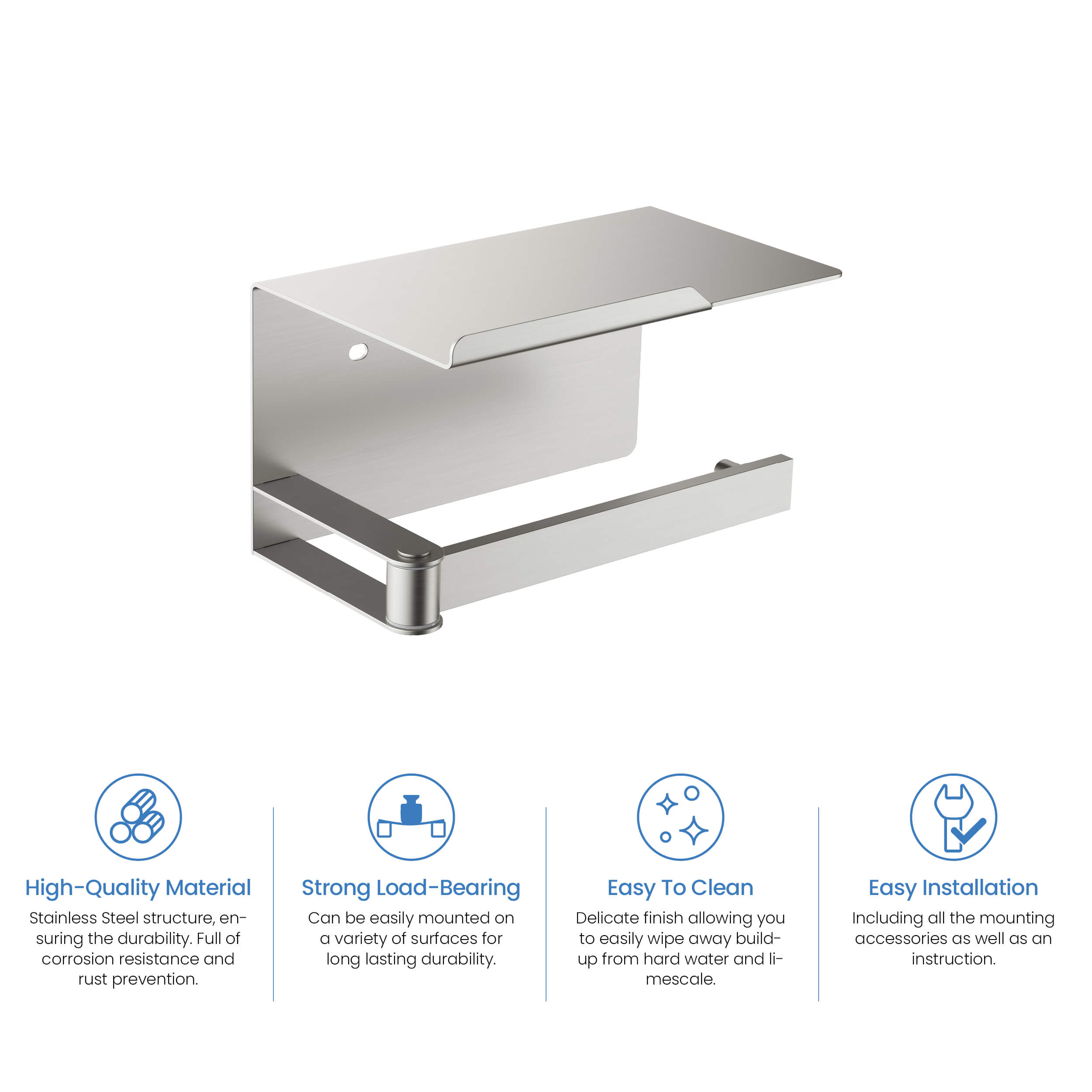 Bathroom Hardware Accessory Wall Mounted Tissue Holder includes Shelf KBA1209