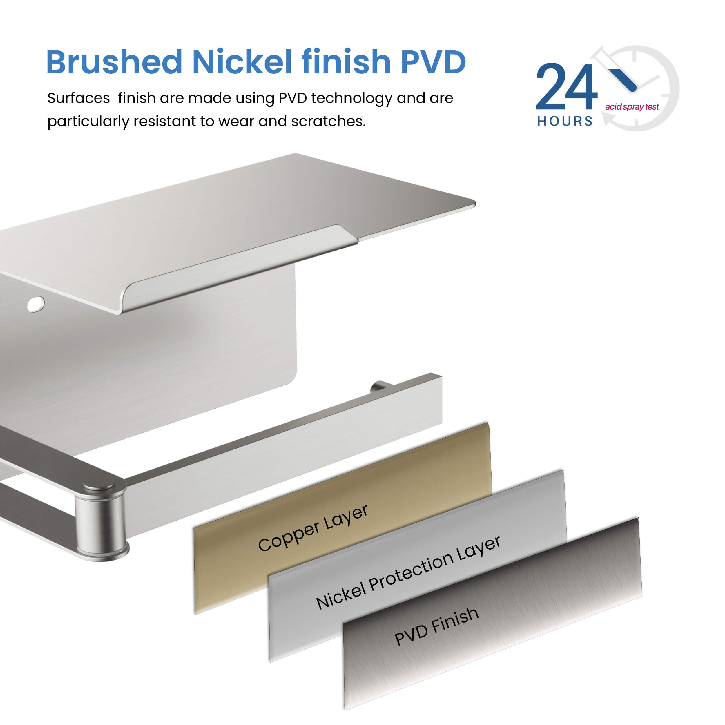 Bathroom Hardware Accessory Wall Mounted Tissue Holder includes Shelf KBA1209