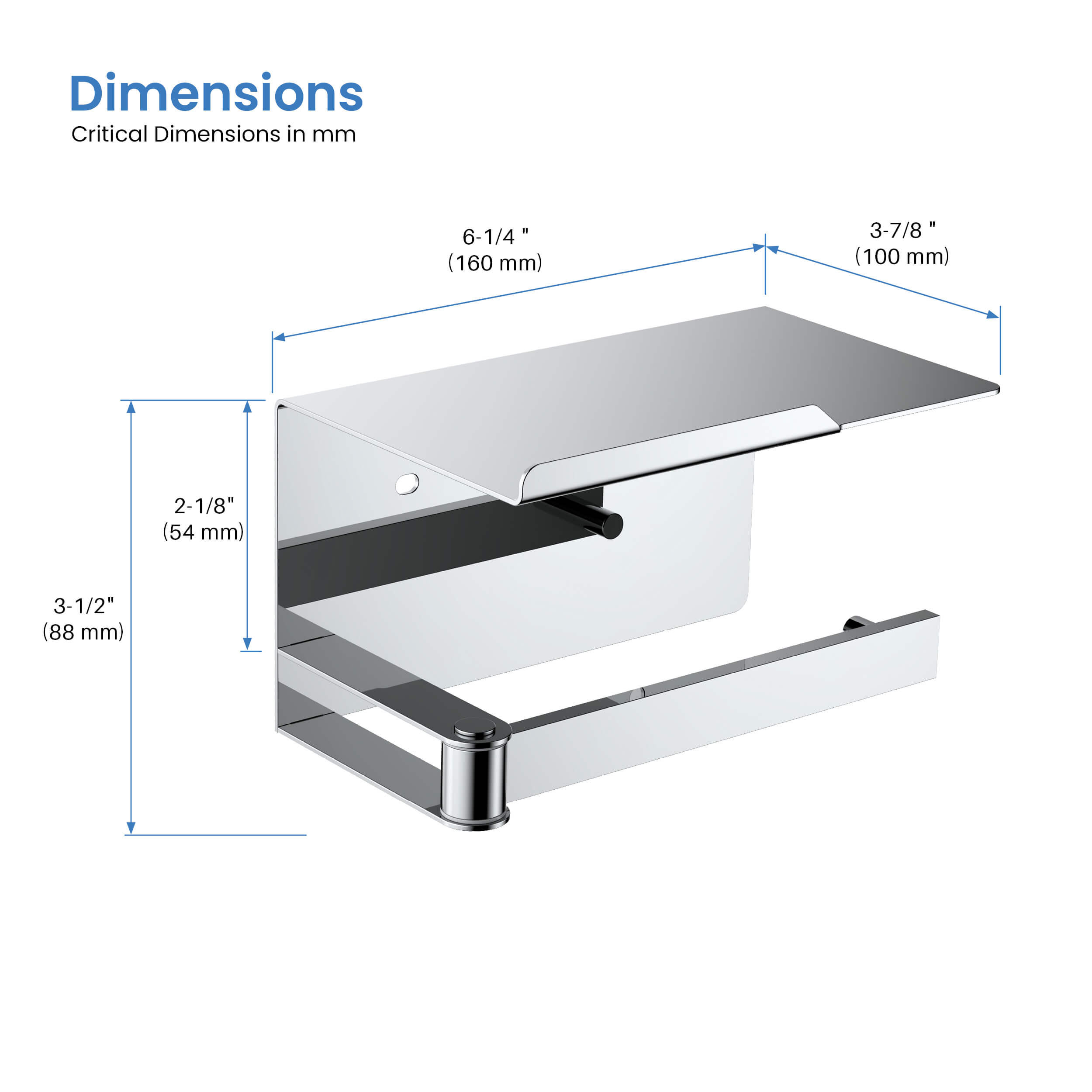 Bathroom Hardware Accessory Wall Mounted Tissue Holder includes Shelf KBA1209