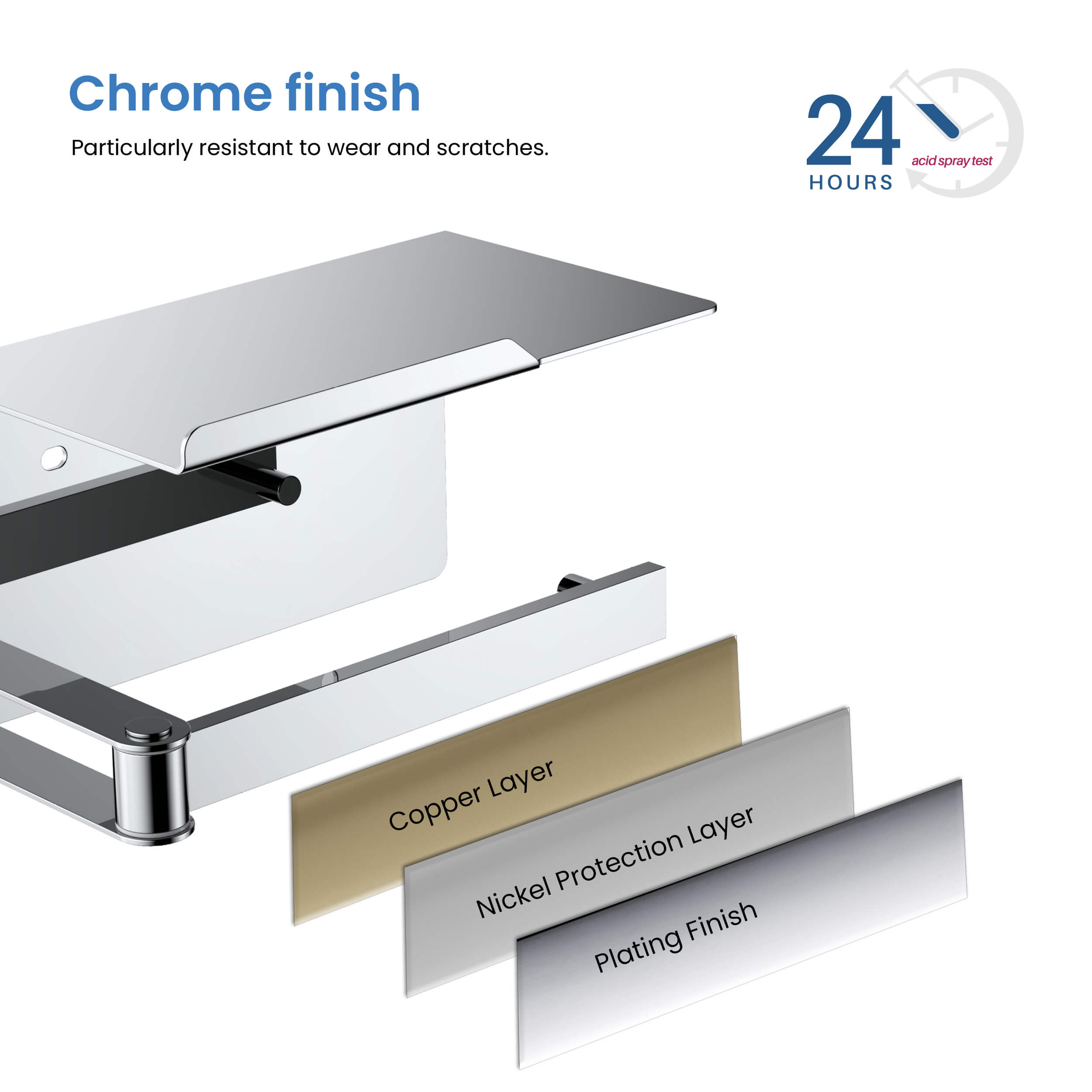 Bathroom Hardware Accessory Wall Mounted Tissue Holder includes Shelf KBA1209
