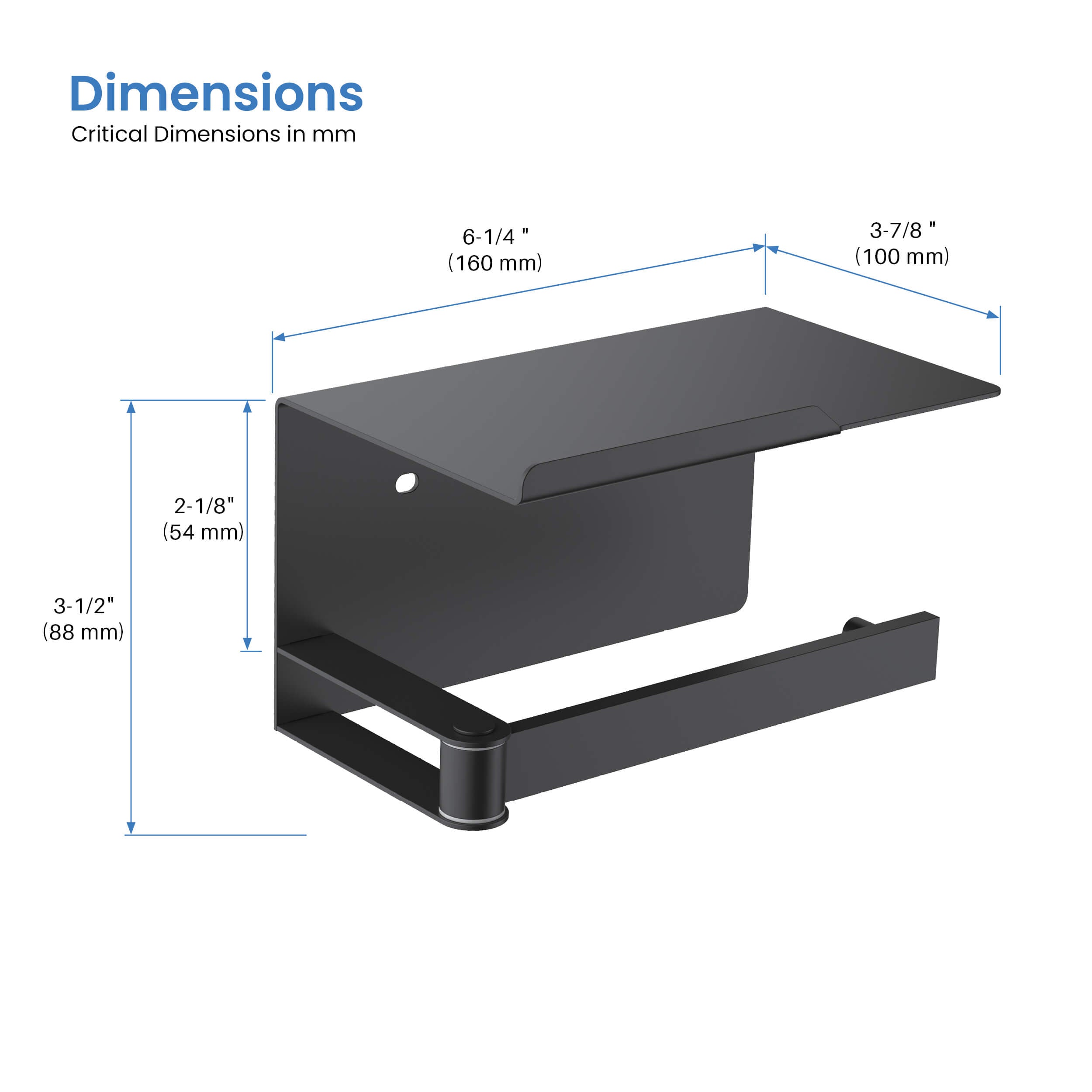 Bathroom Hardware Accessory Wall Mounted Tissue Holder includes Shelf KBA1209