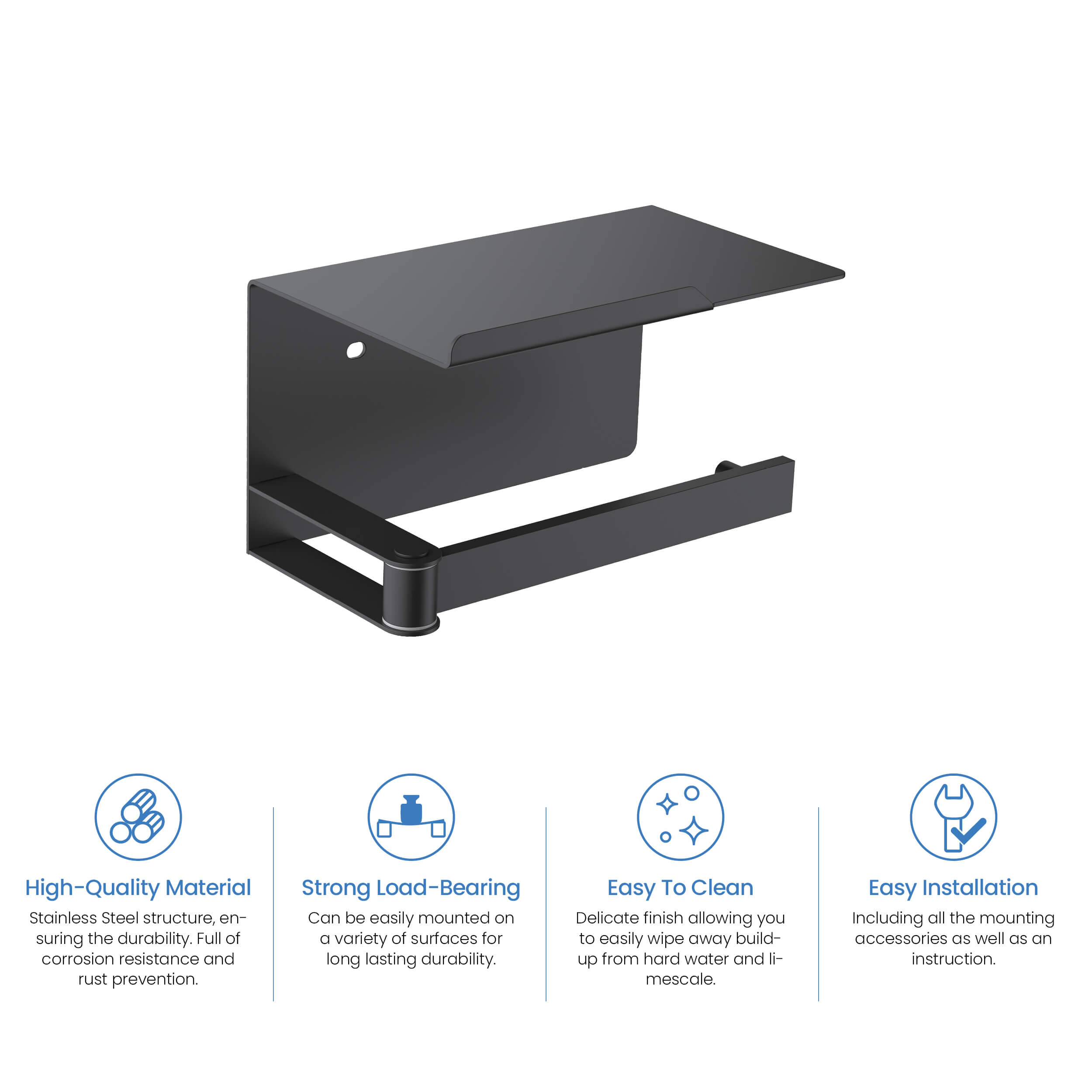 Bathroom Hardware Accessory Wall Mounted Tissue Holder includes Shelf KBA1209