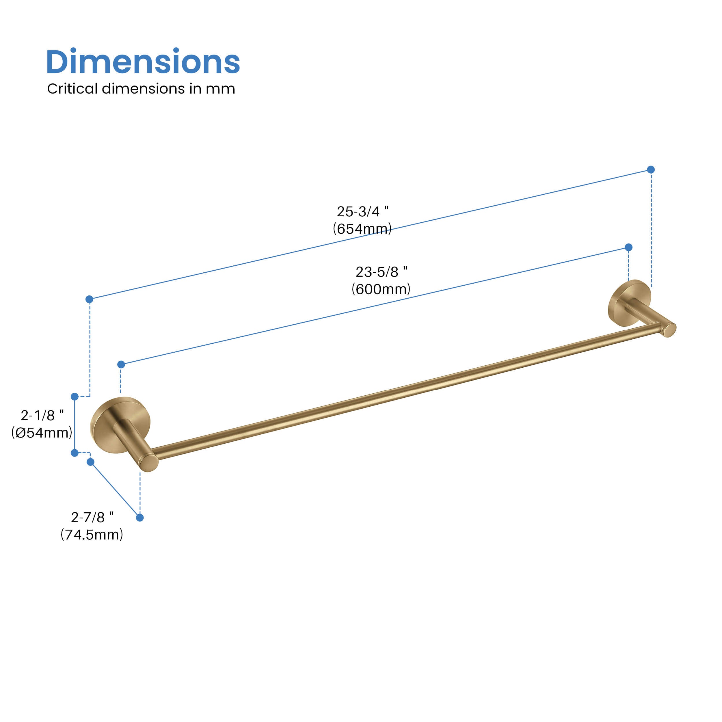 Circular 24 inch Bathroom Towel Bar KBA1404