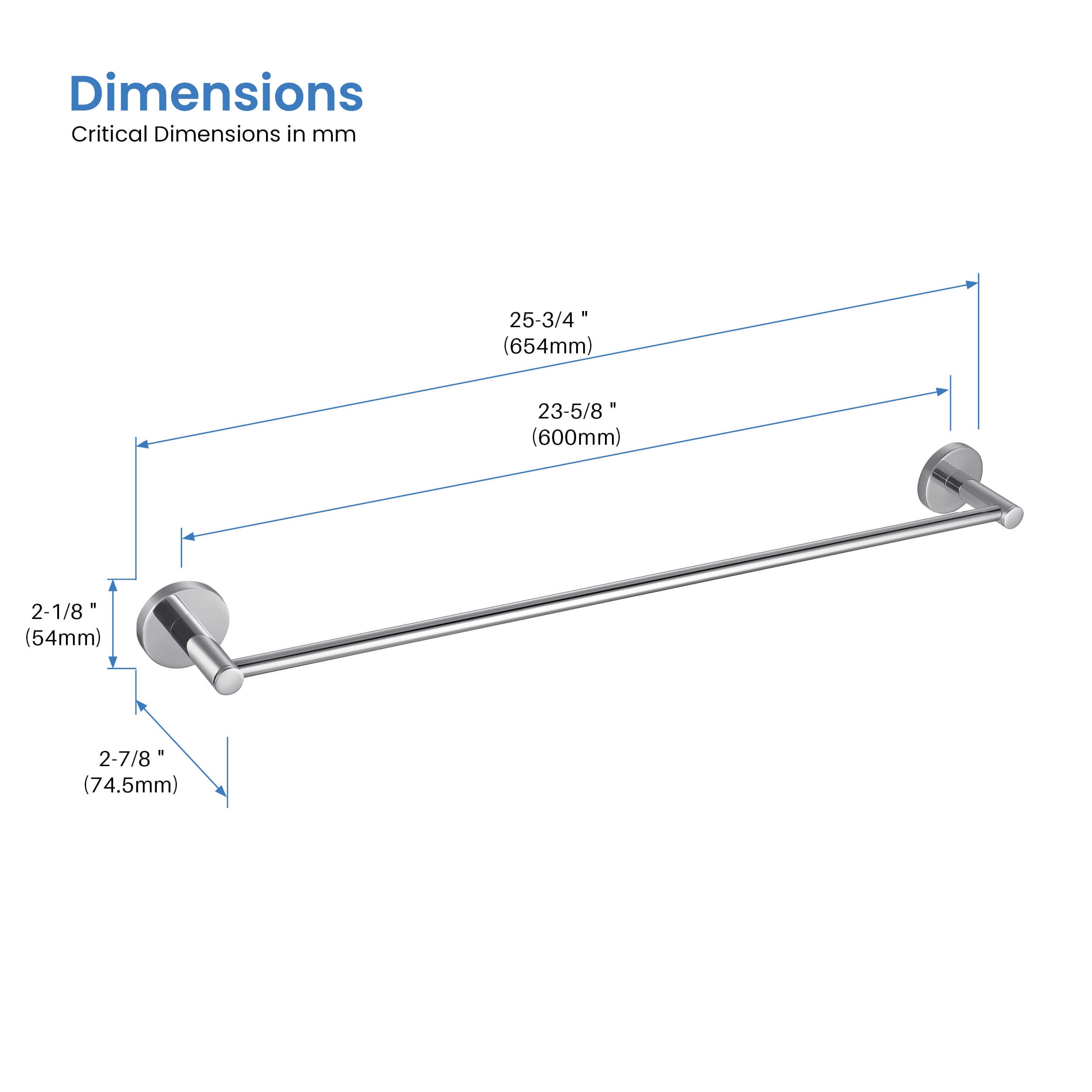 Circular 24 inch Bathroom Towel Bar KBA1404