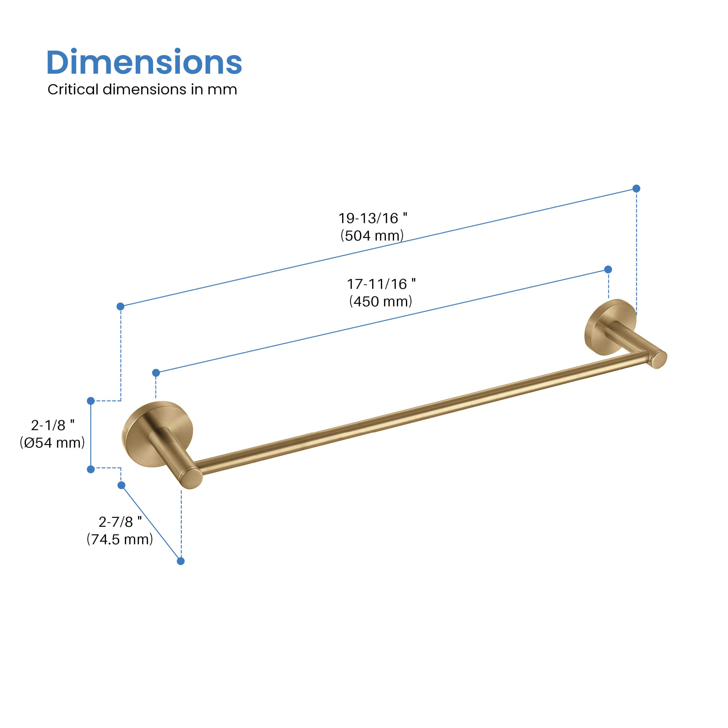 Circular Bathroom 18" Towel Bar KBA1407