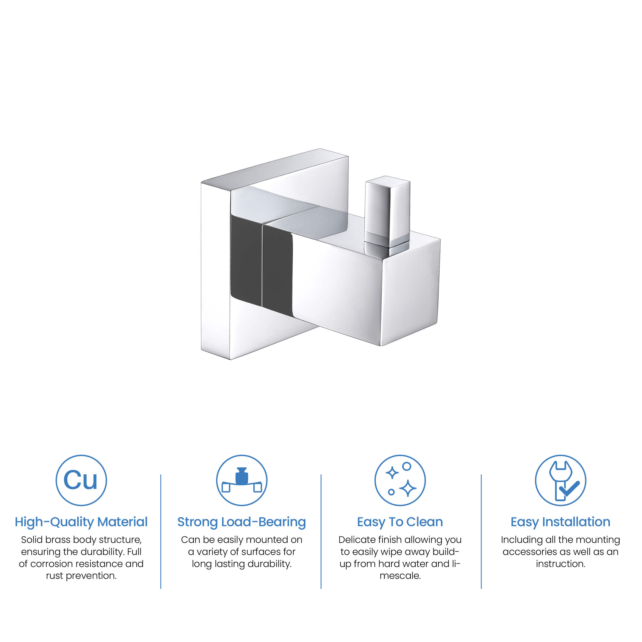 Cube Bathroom Towel & Robe Hook 2-Piece - KBA1501-2PC