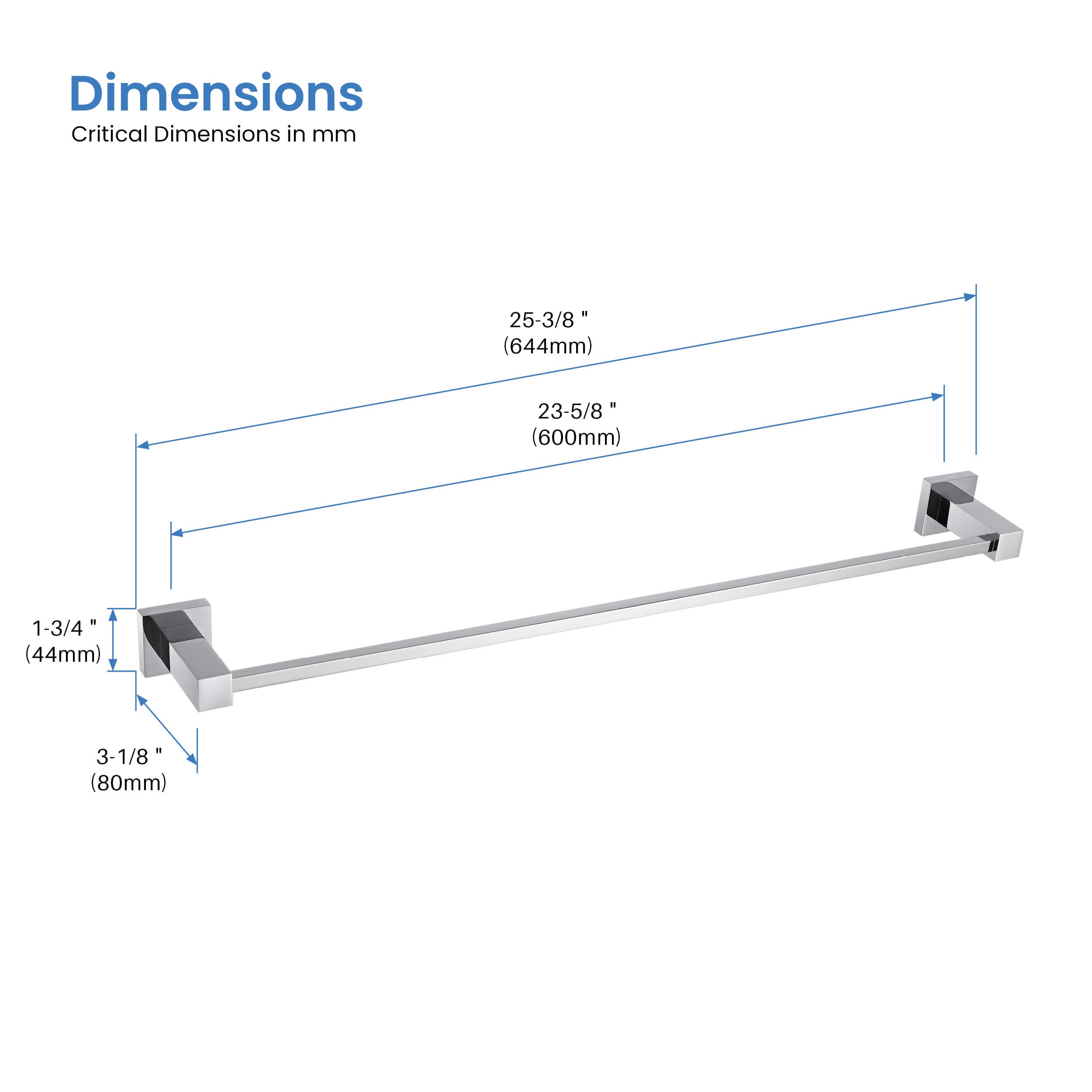 Cube 24 inch Bathroom Towel Bar KBA1504