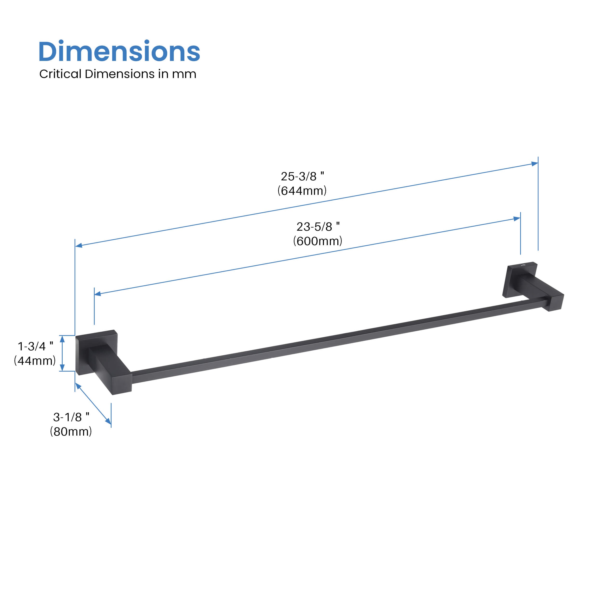 Cube 24 inch Bathroom Towel Bar KBA1504