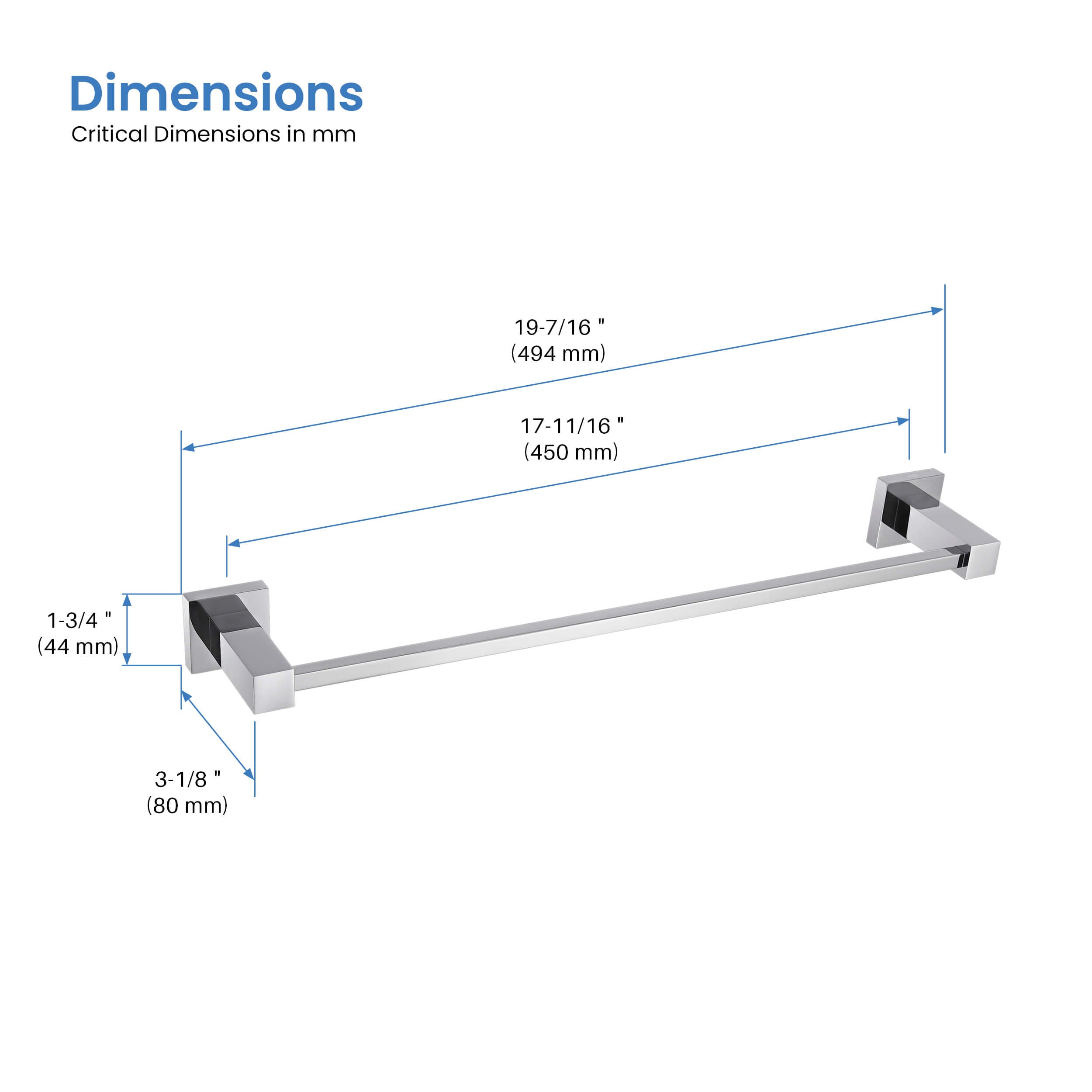 Cube Bathroom 18" Towel Bar  KBA1507