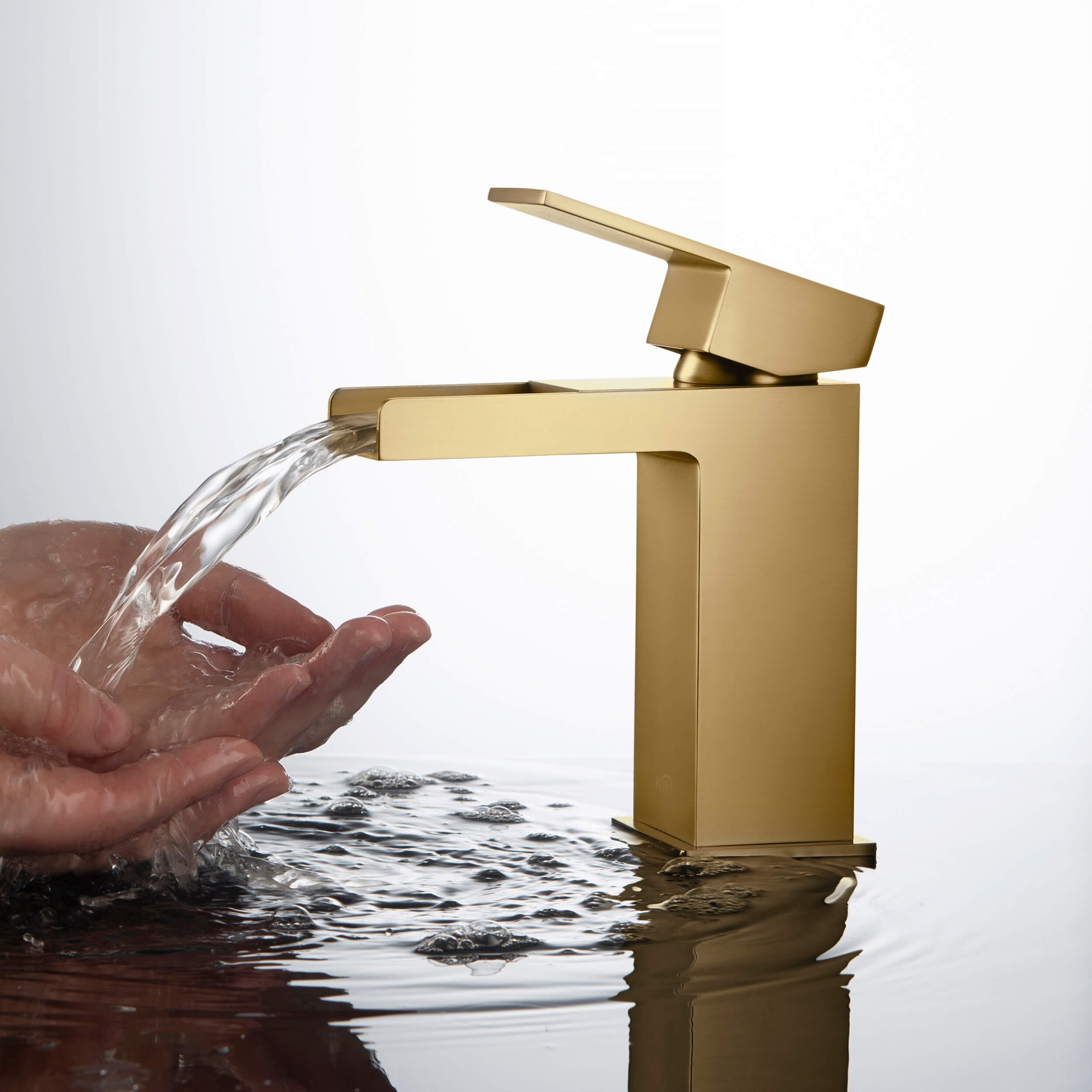Waterfall Single Handle Bathroom Vanity Sink Faucet with Drain Assembly - C-KBF1004-KPW100