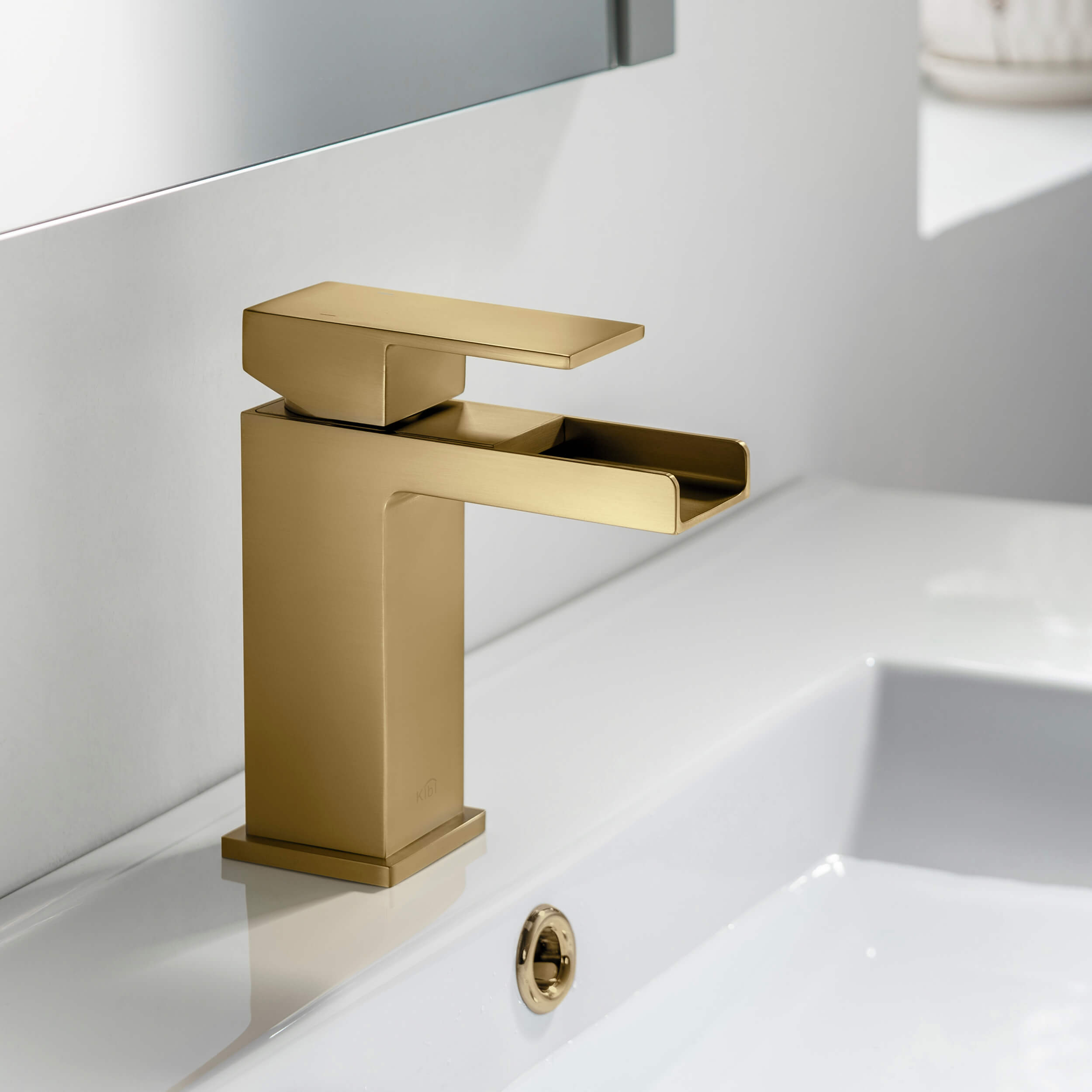 Waterfall Single Handle Bathroom Vanity Sink Faucet with Drain Assembly - C-KBF1004-KPW100