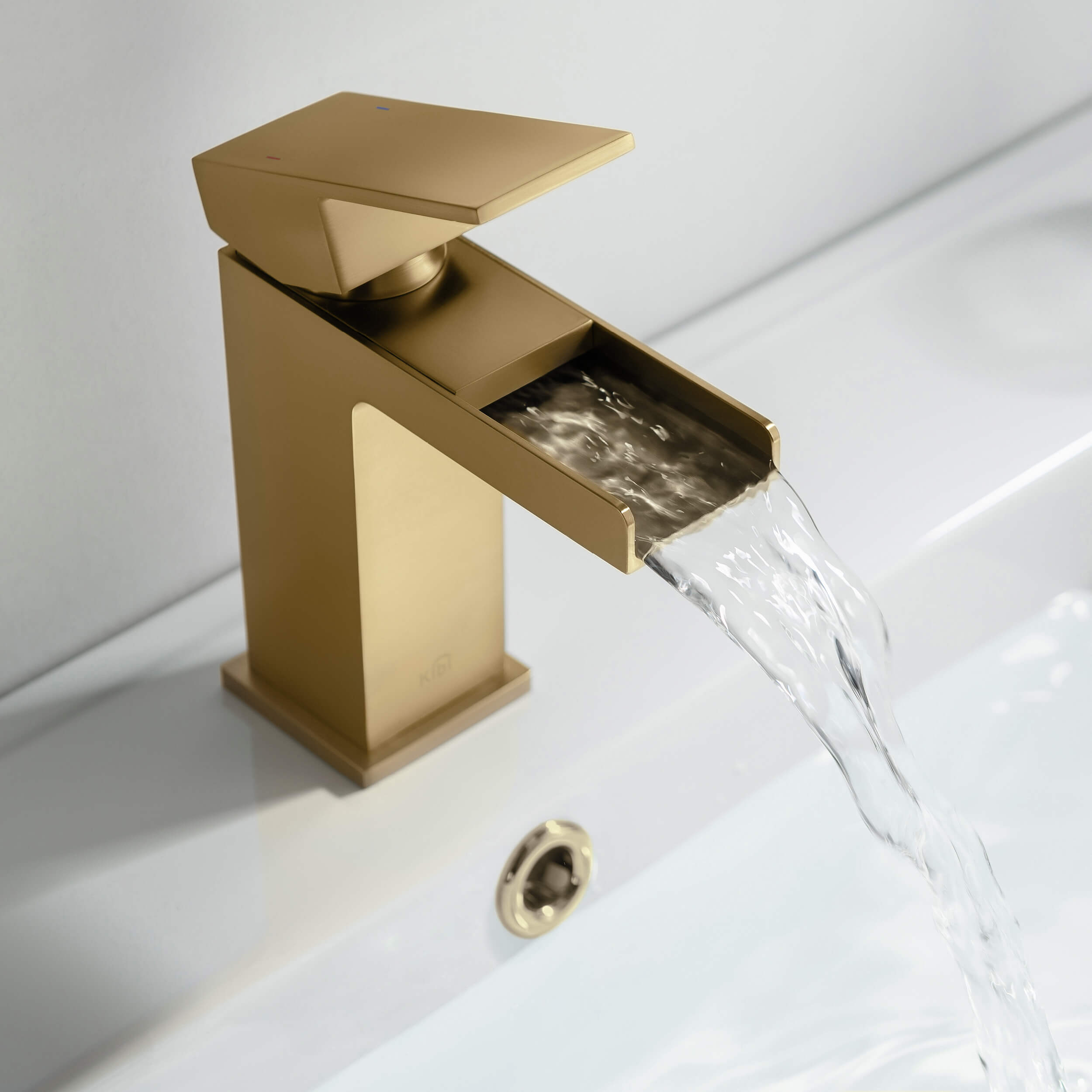 Waterfall Single Handle Bathroom Vanity Sink Faucet with Drain Assembly - C-KBF1004-KPW100