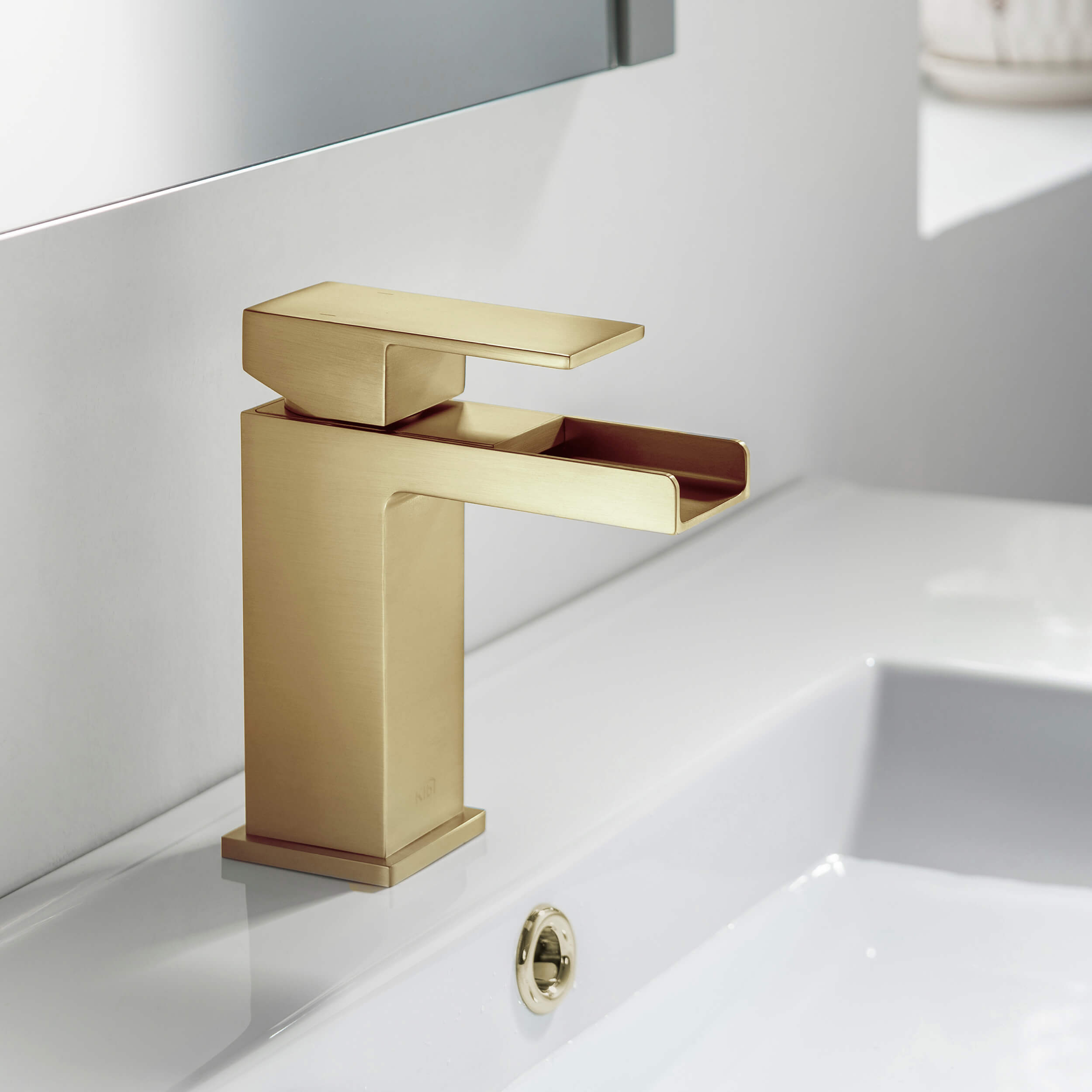 Waterfall Single Handle Bathroom Vanity Sink Faucet with Drain Assembly - C-KBF1004-KPW100